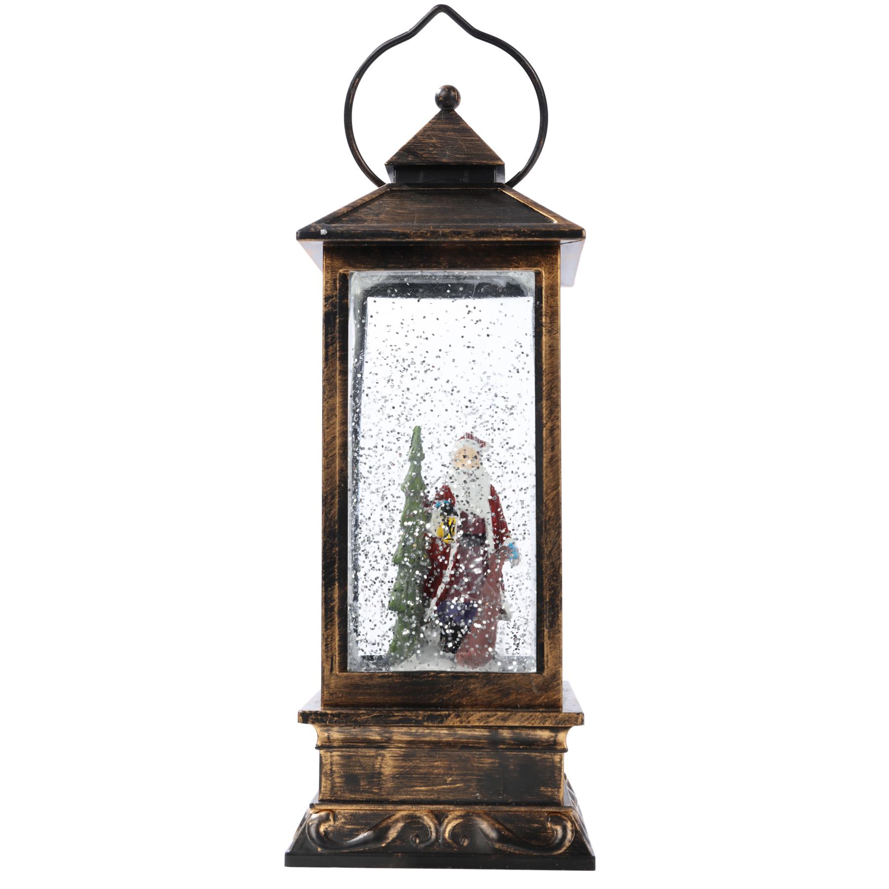 Jingles BO Christmas Glitter Water Spinner Light Up Decoration - Lantern Santa