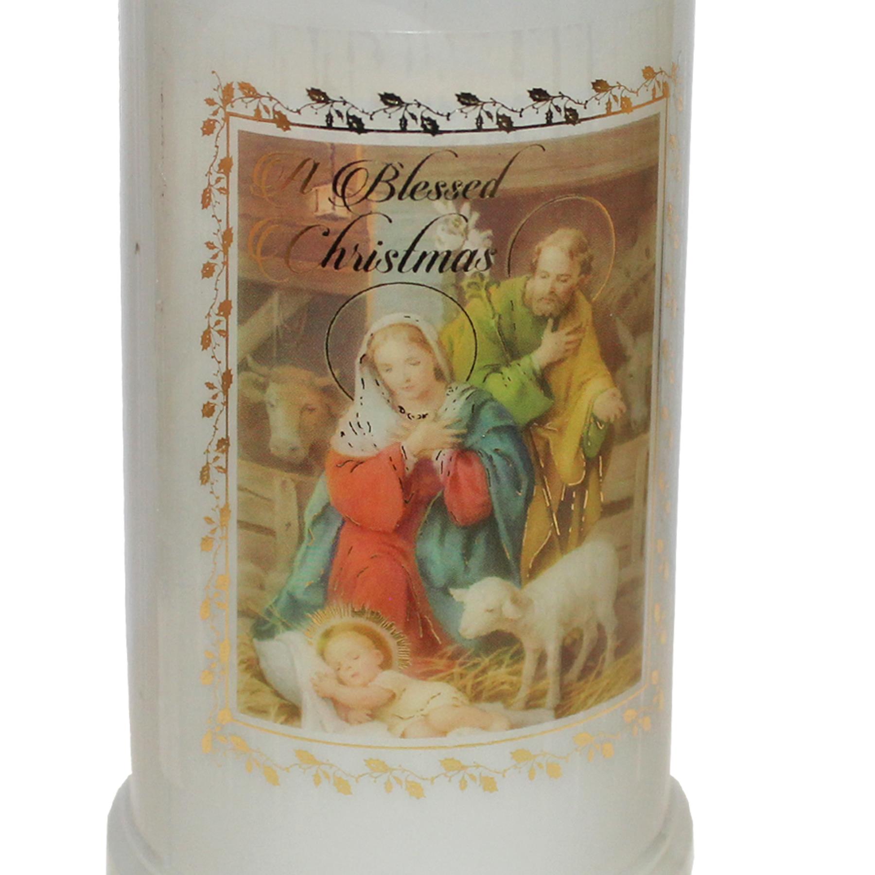 Pillar Candle Blessed Christmas with Carol Verse 14cm Keepsake Gift