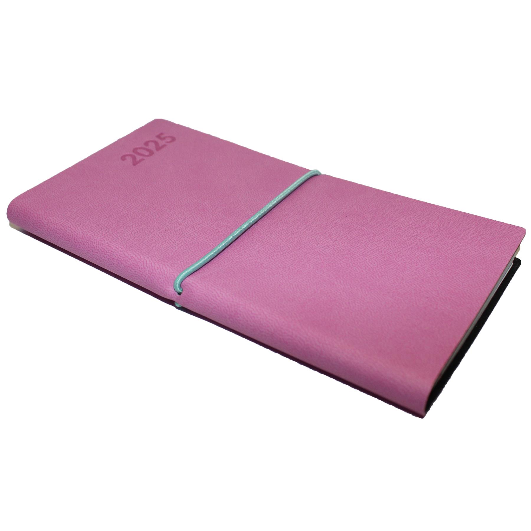 2025 Slimline Diary Week To View Soft Cover and Elastic Close - Pink