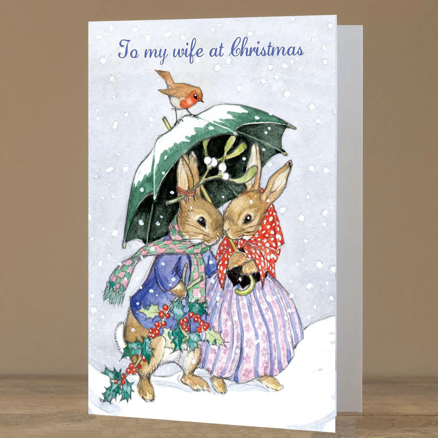 Christmas Card by Museums and Galleries "Wife" Rabbits in the Snow
