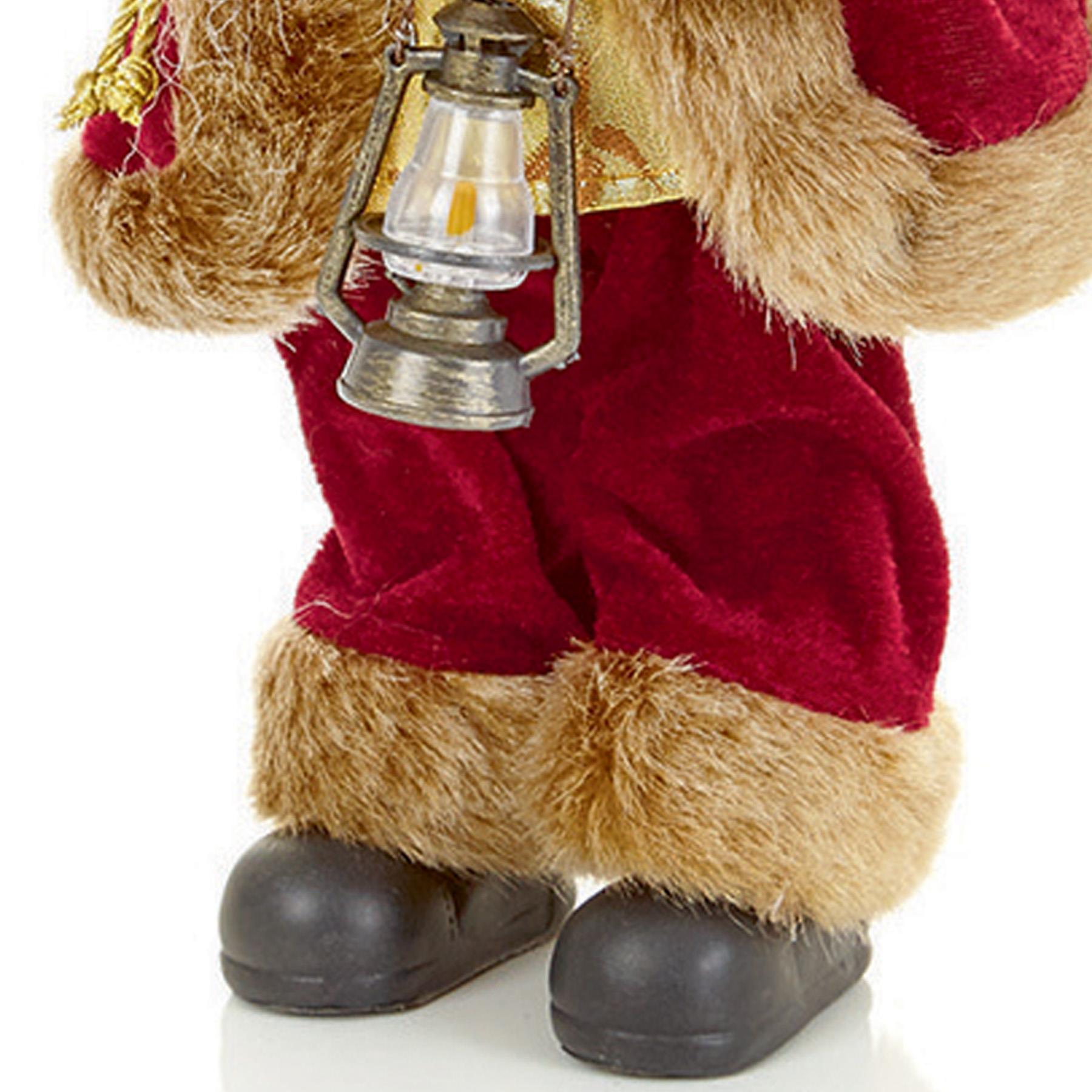 Christmas Decoration 30cm Standing Decorative Santa with Sack - Burgundy/Gold