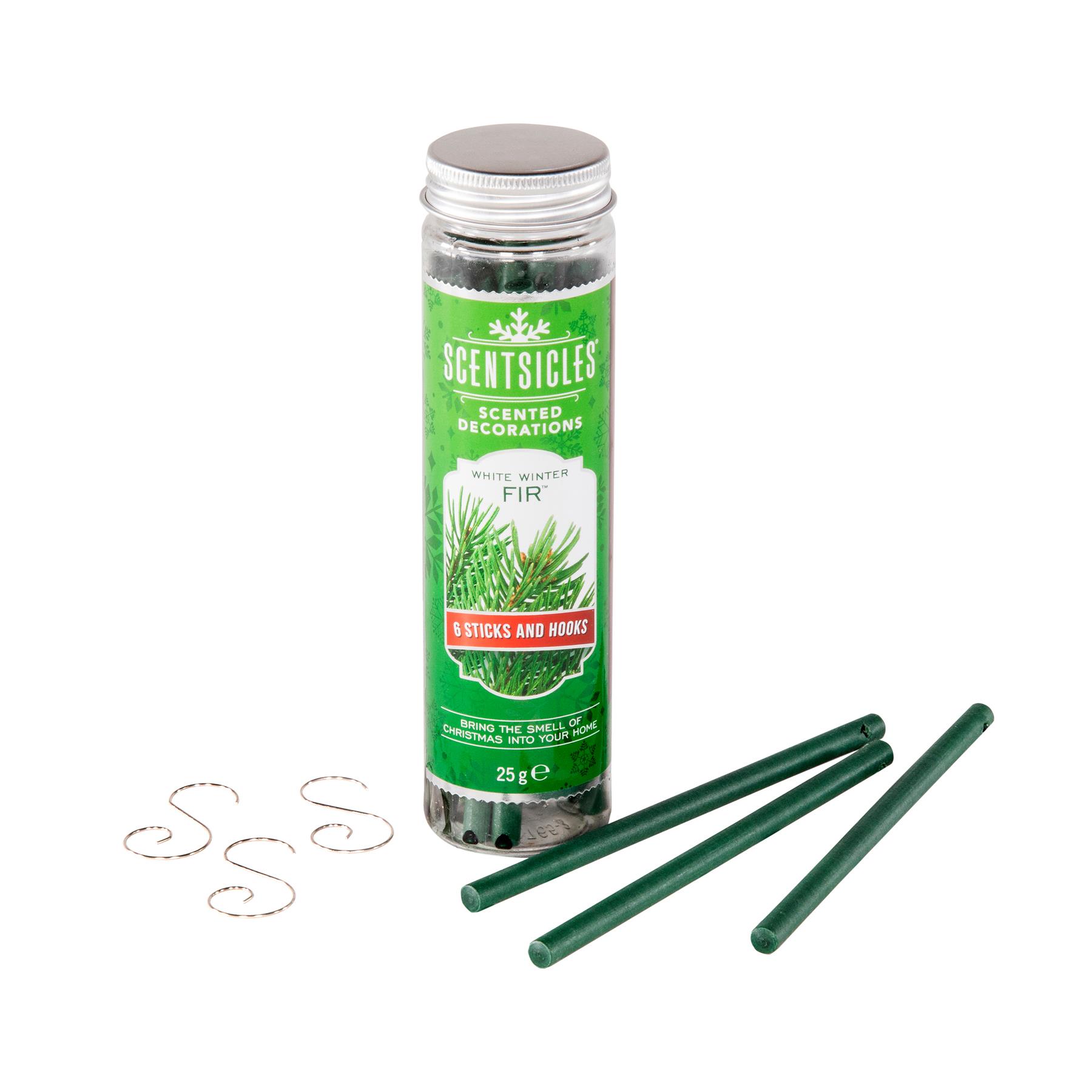 Christmas Scentsicles Scent Sticks Tree Hanging Decorations 6 Pack - White Winter FIR