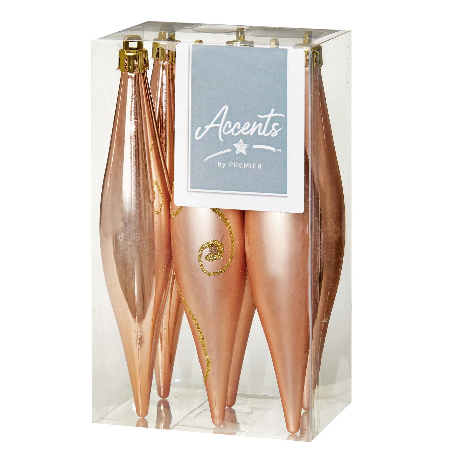 Christmas Shatterproof Cones 6 Pack 150mm Tree Decoration Rose Gold