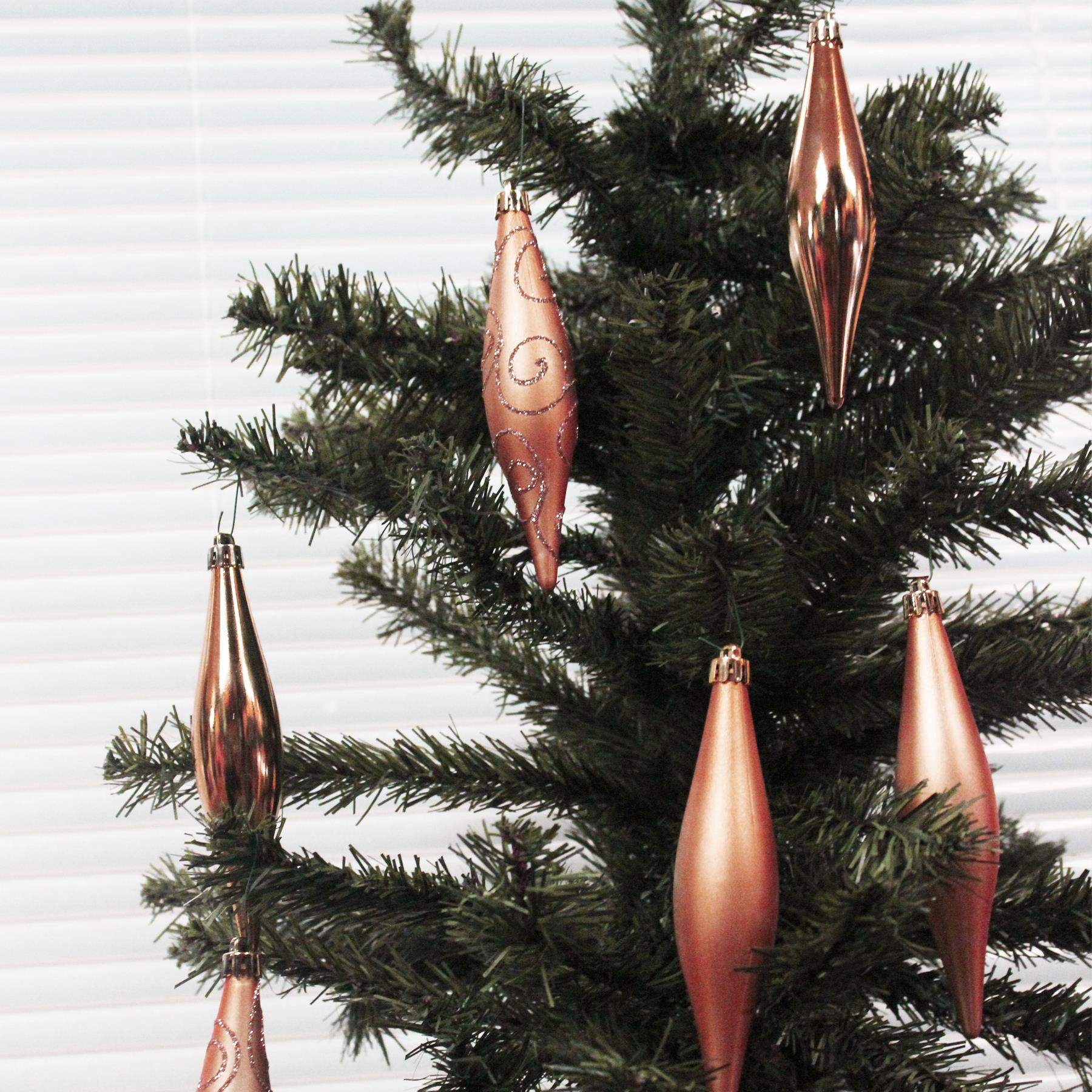 Christmas Shatterproof Cones 6 Pack 150mm Tree Decoration Rose Gold