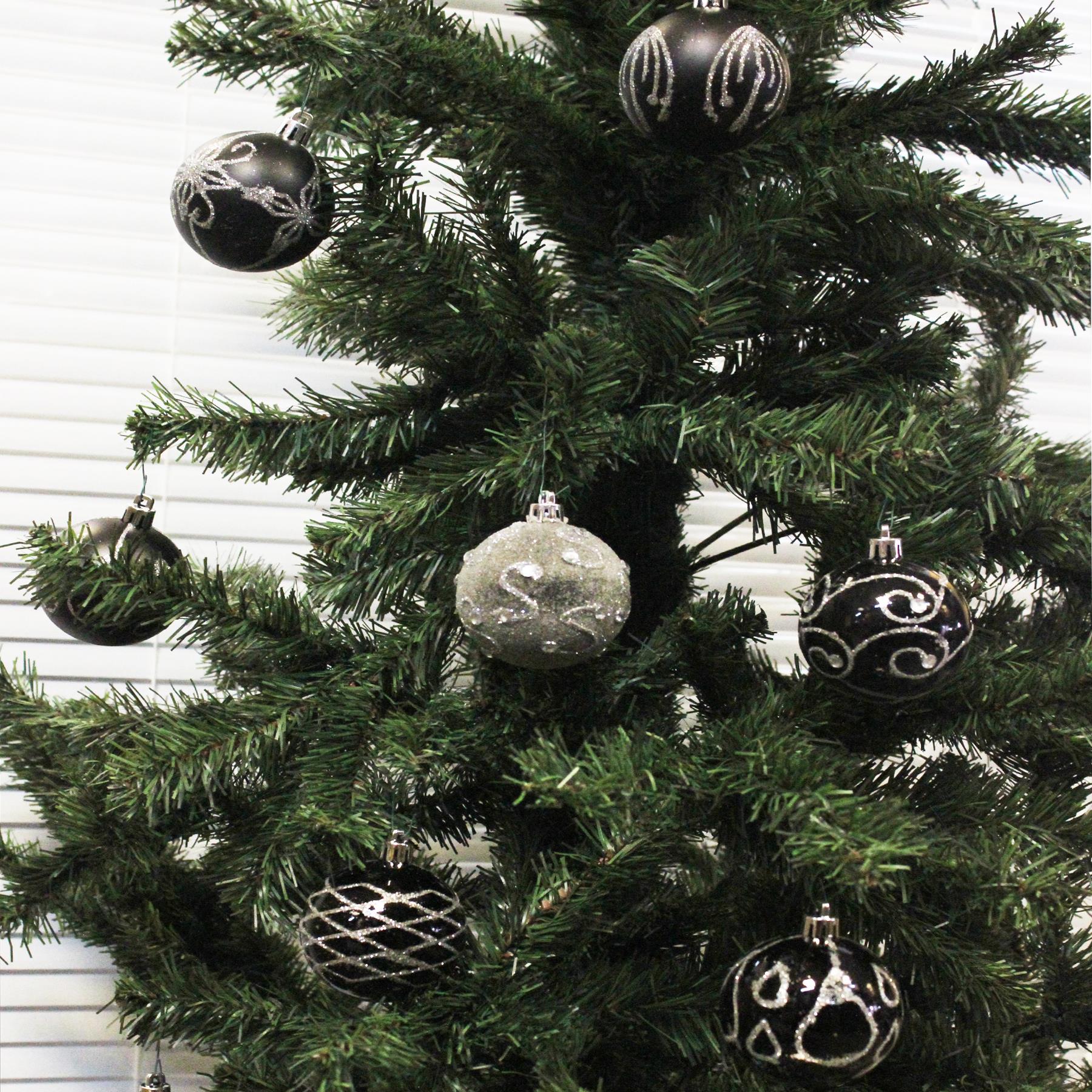 Christmas Shatterproof Baubles 9 Pack 60mm Tree Decoration Black
