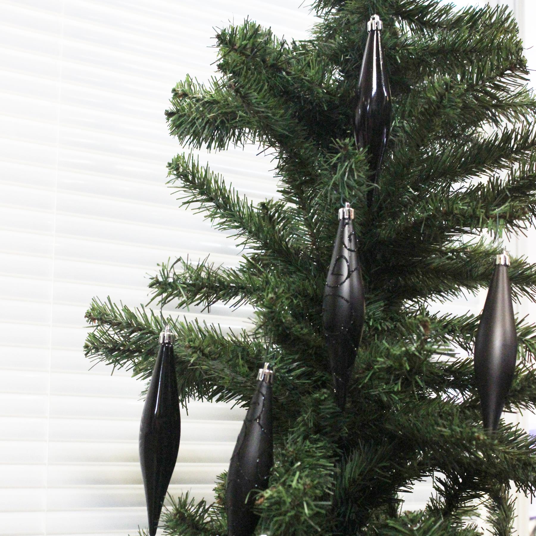 Christmas Shatterproof Cones 6 Pack 150mm Tree Decoration Black