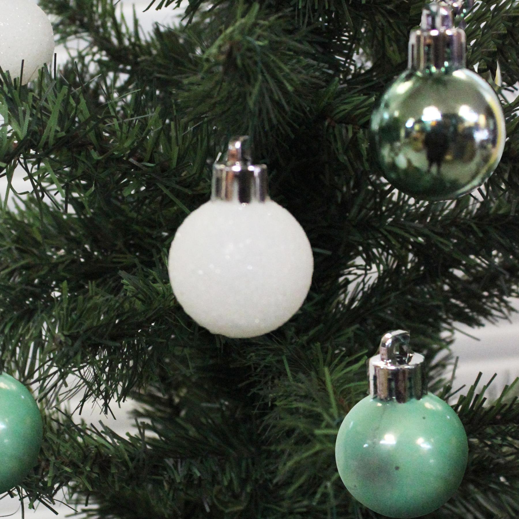 Christmas Shatterproof Baubles 16 Pack 50mm Tree Decoration Green and White