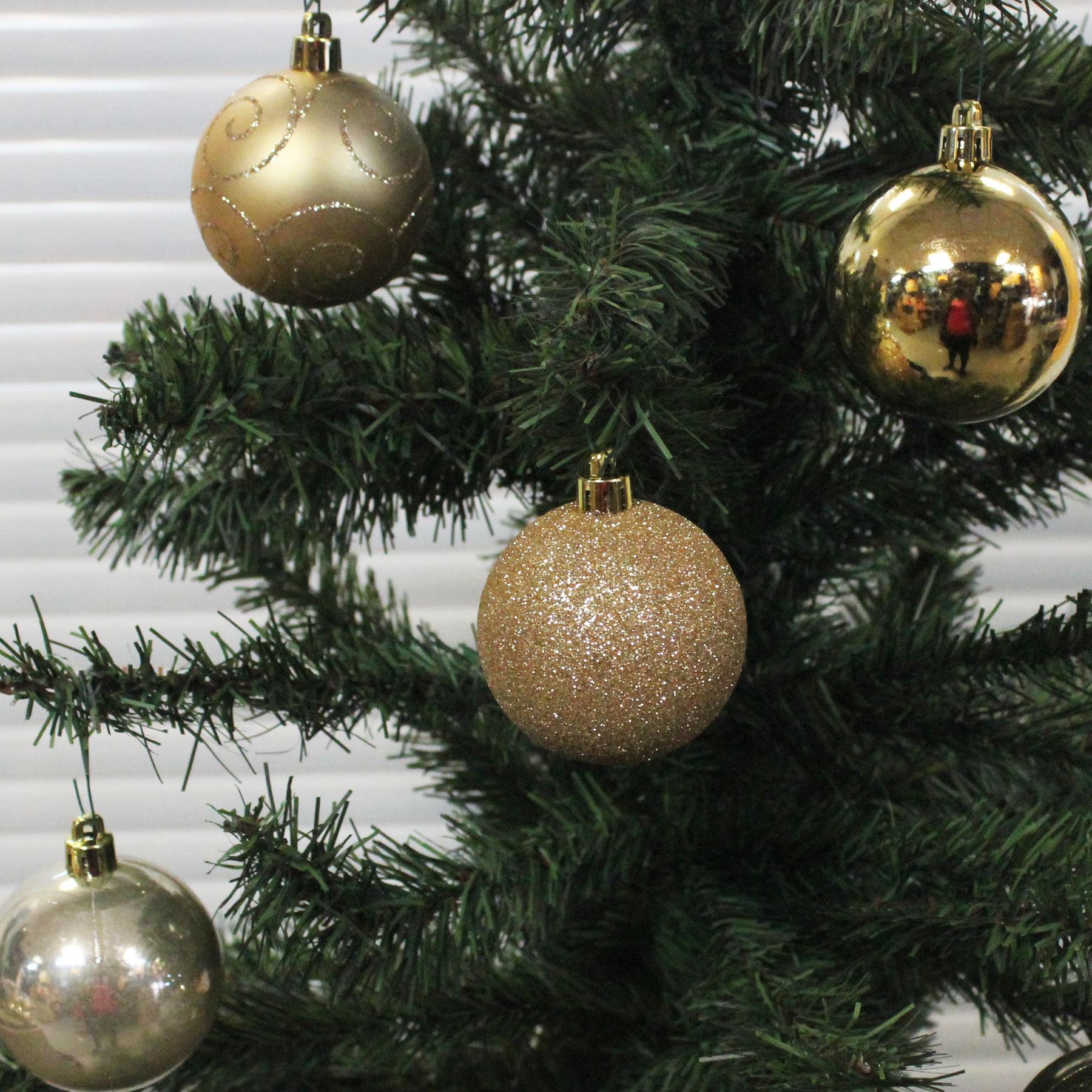 Christmas Shatterproof Baubles 24 Pack 60mm Tree Decoration Gold