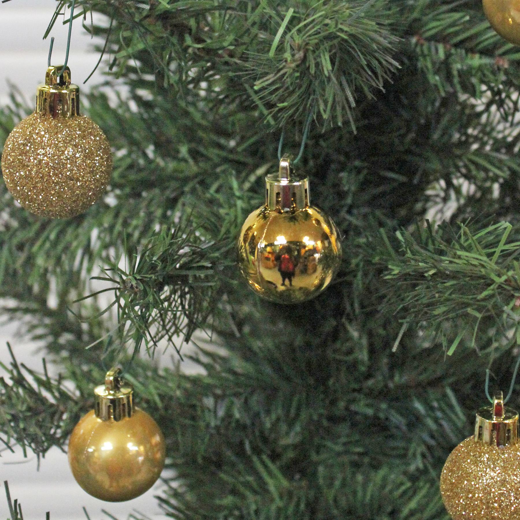 Christmas Shatterproof Baubles 12 Pack 40mm Tree Decoration Gold