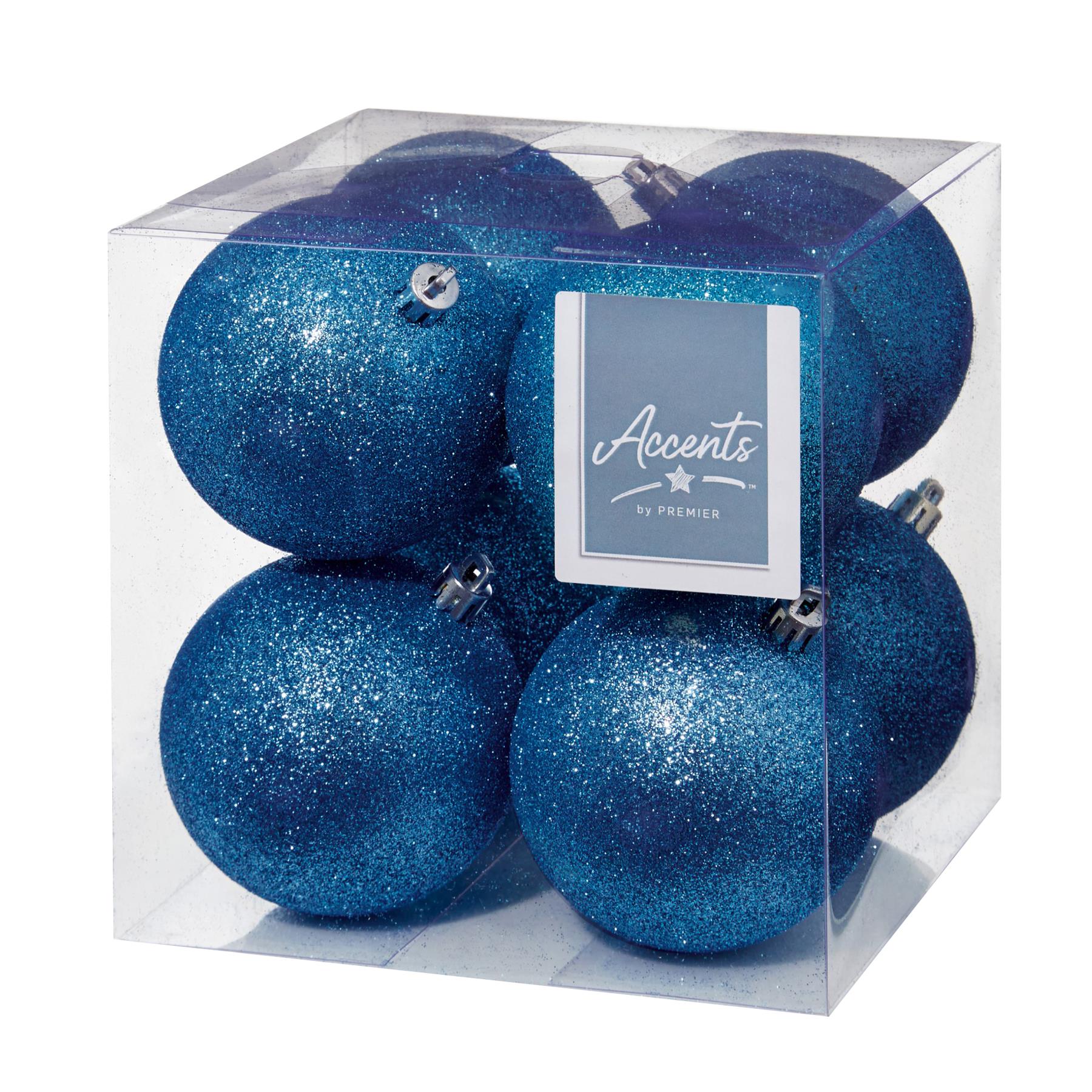 Christmas Shatterproof Baubles 8 Pack 80mm Tree Decoration Midnight Blue