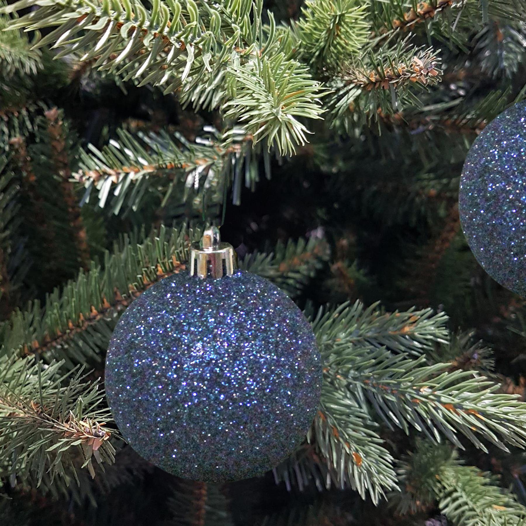 Christmas Shatterproof Baubles 8 Pack 80mm Tree Decoration Midnight Blue