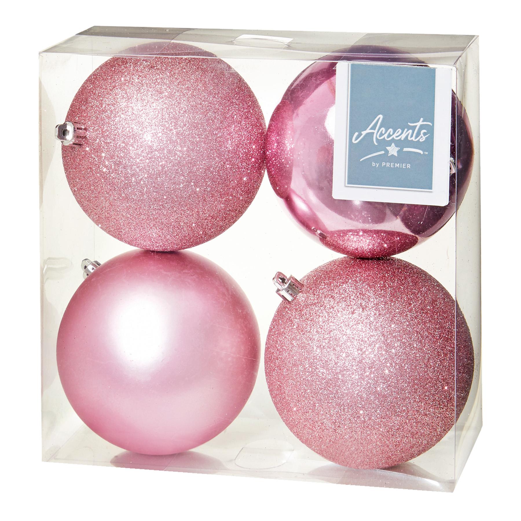 image436586286.jpg Christmas Shatterproof Baubles 4 Pack 100mm Tree Decoration Pink