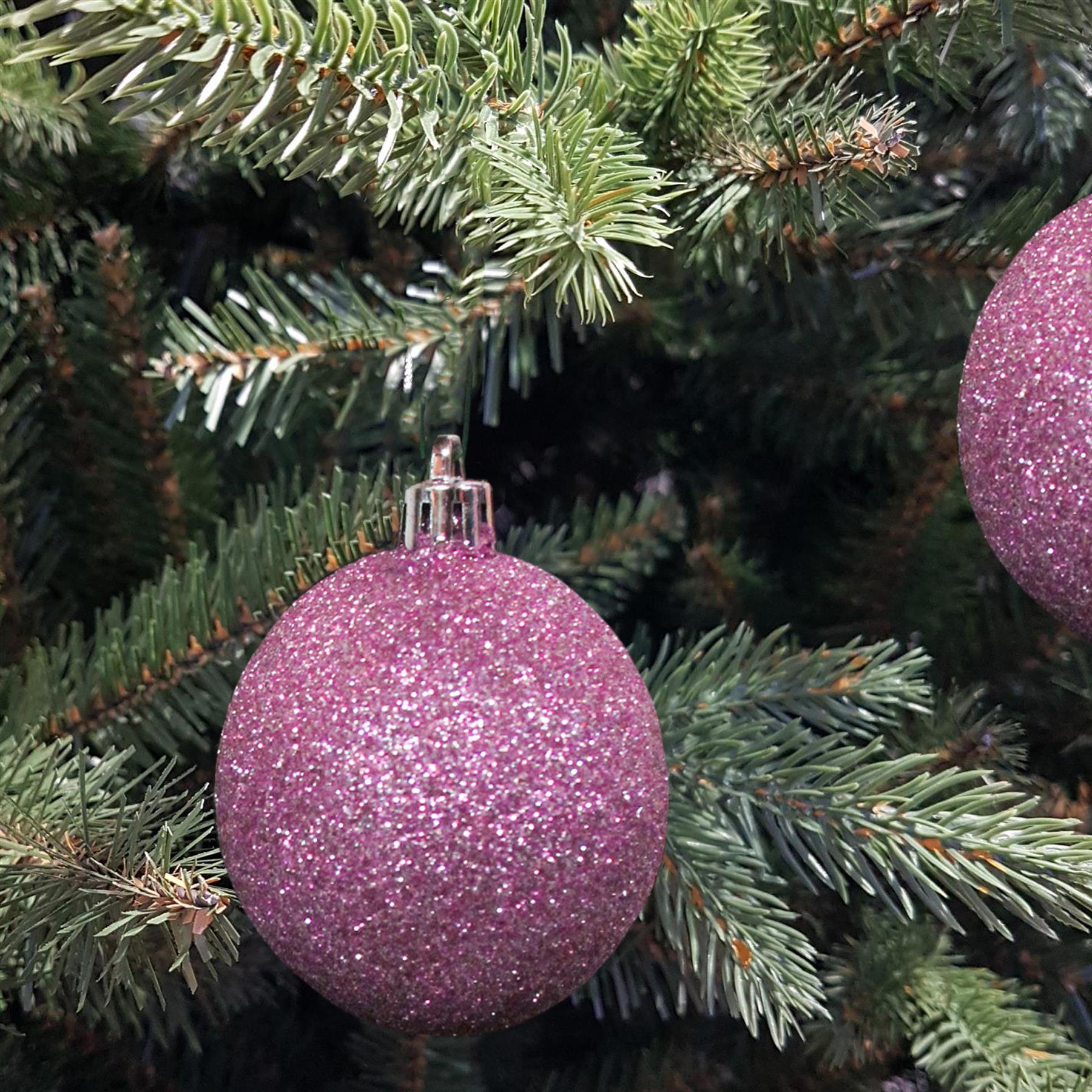 Christmas Shatterproof Baubles 8 Pack 80mm Tree Decoration Pink