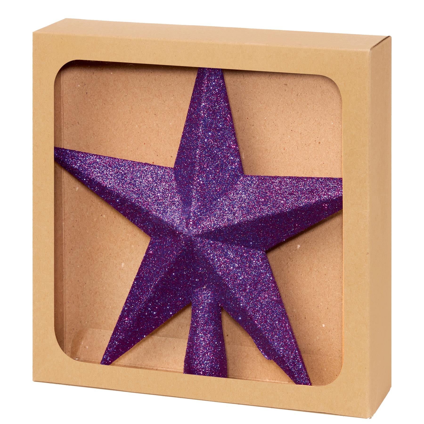 Christmas Shatterproof Tree Topper Star 200mm Glitter Tree Decoration Purple