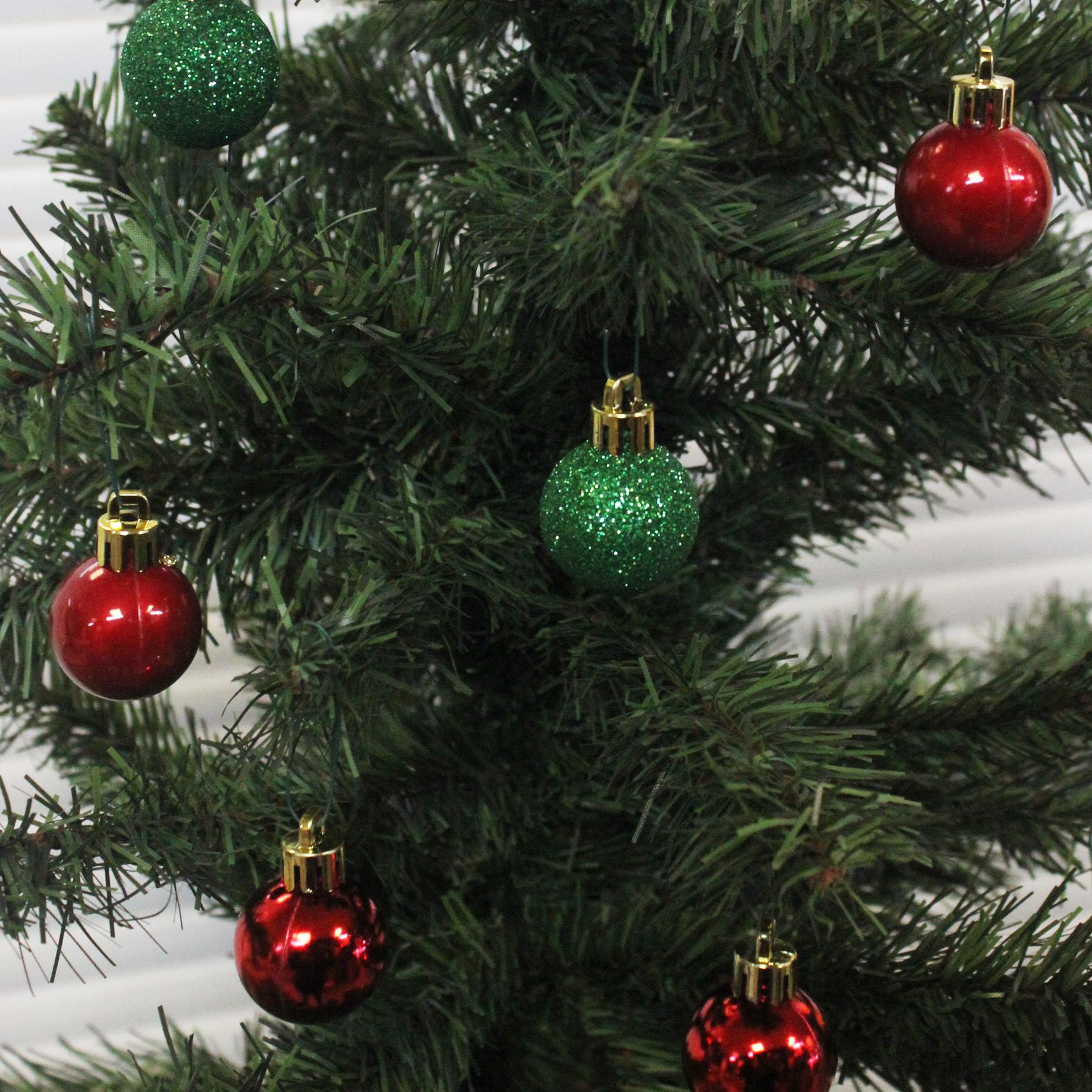 Christmas Shatterproof Baubles 24 Pack 30mm Tree Decoration Red and Green