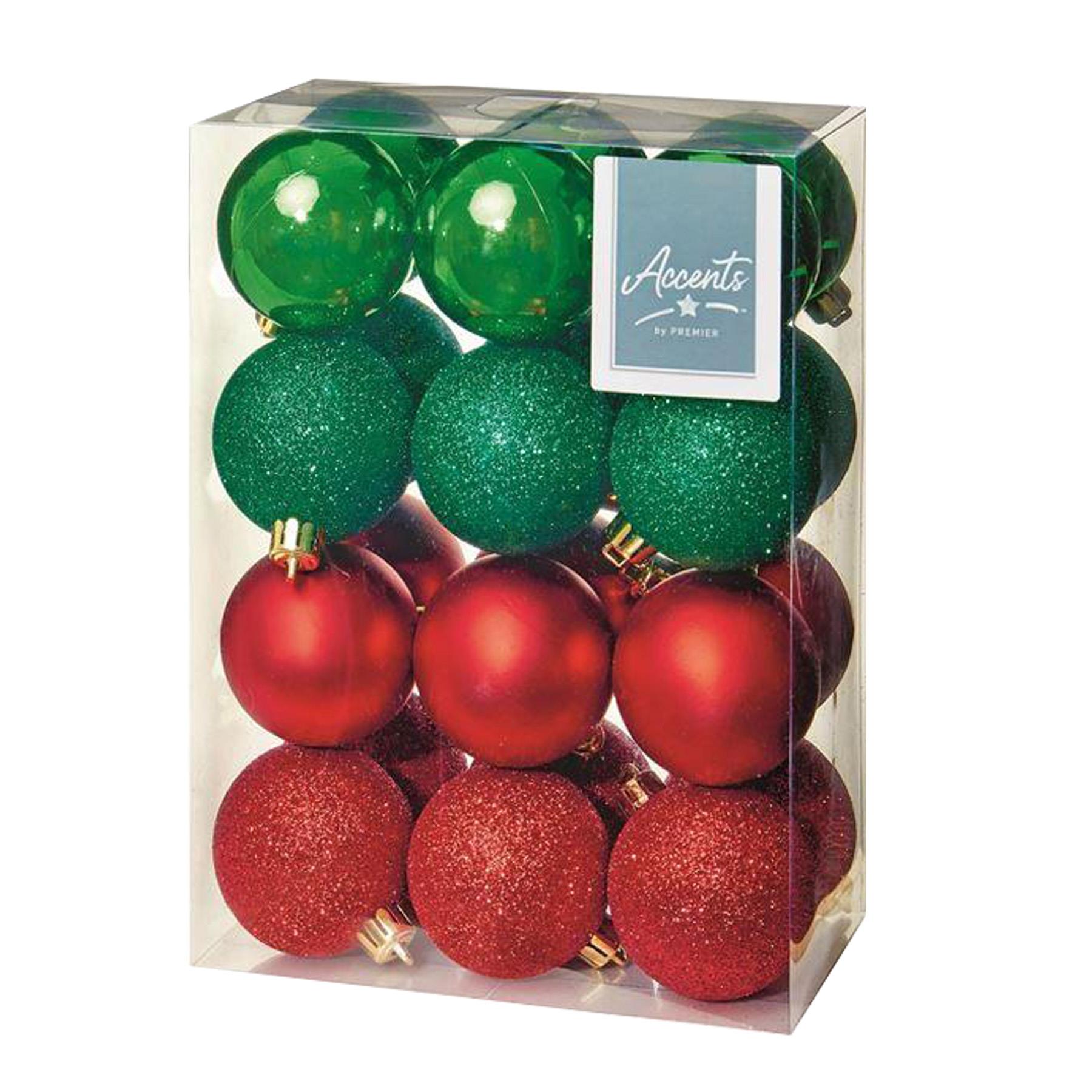 Christmas Shatterproof Baubles 24 Pack 60mm Tree Decoration Red and Green