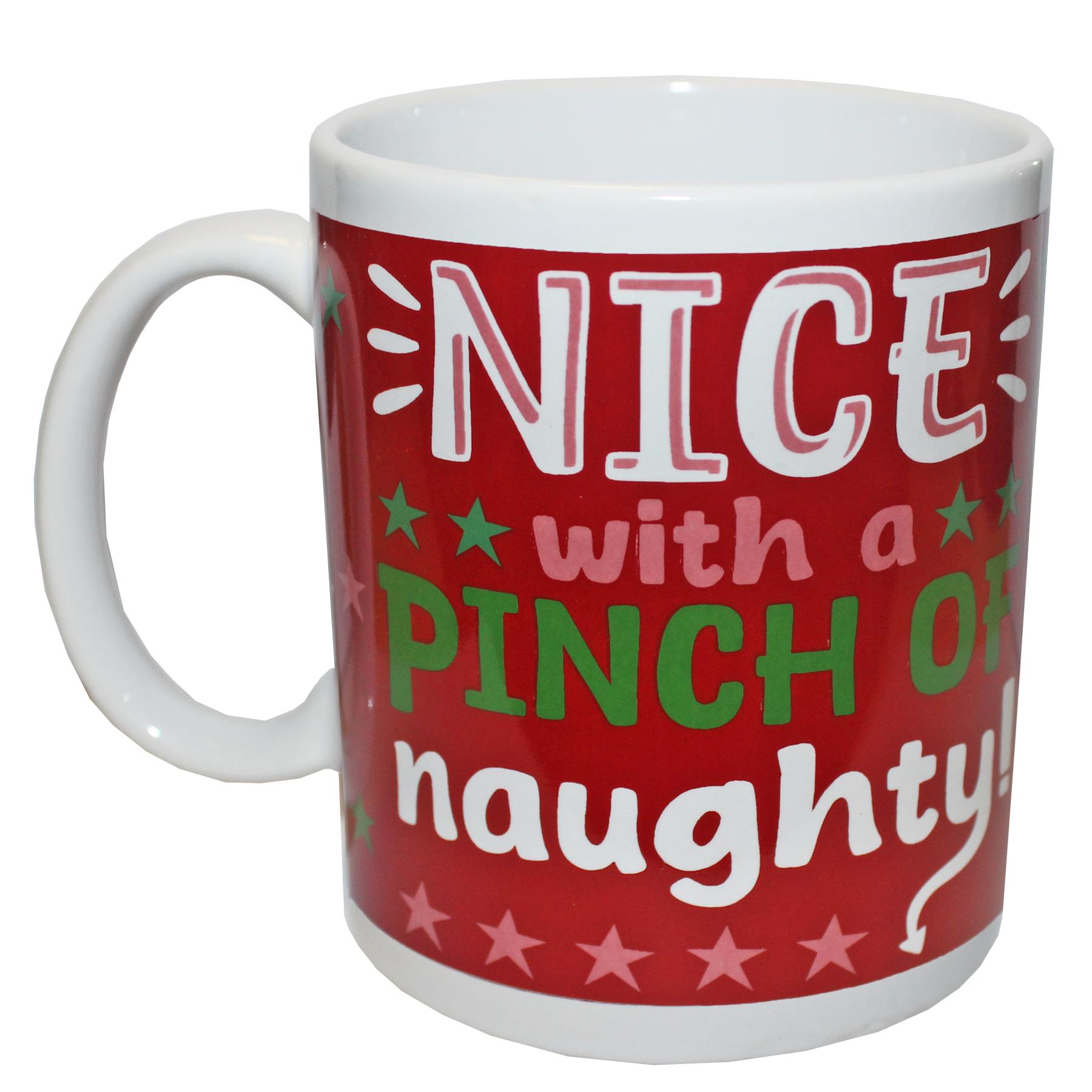 Christmas Mug Ceramic Tea Coffee Hot Chocolate - Nice with a Pinch of Naughty