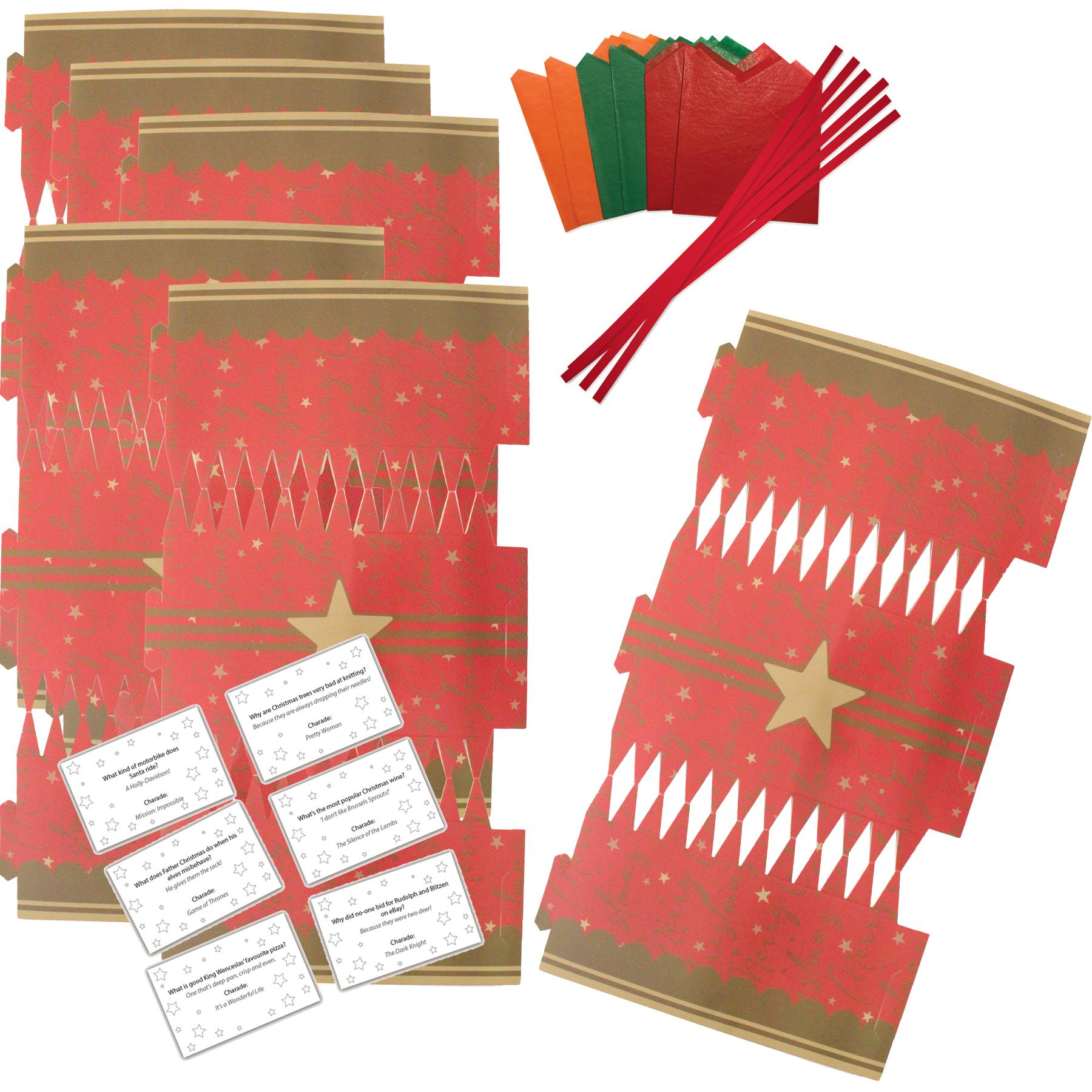 Christmas Cracker Kit 6 Pack Make your Own - Gold Star