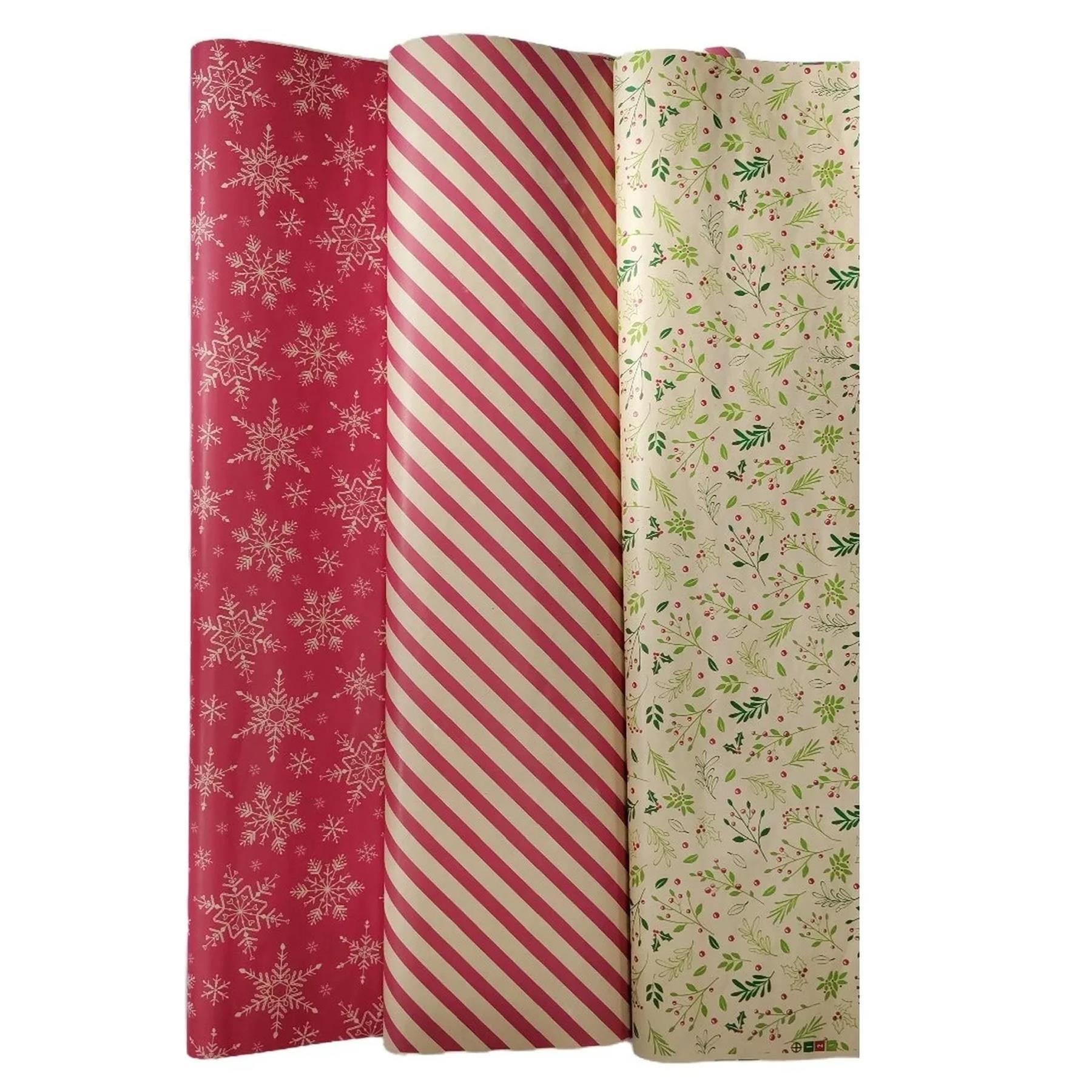 Christmas Wrapping Paper Rolls Kraft Gift Wrap 9 Metres Eco-friendly Recyclable