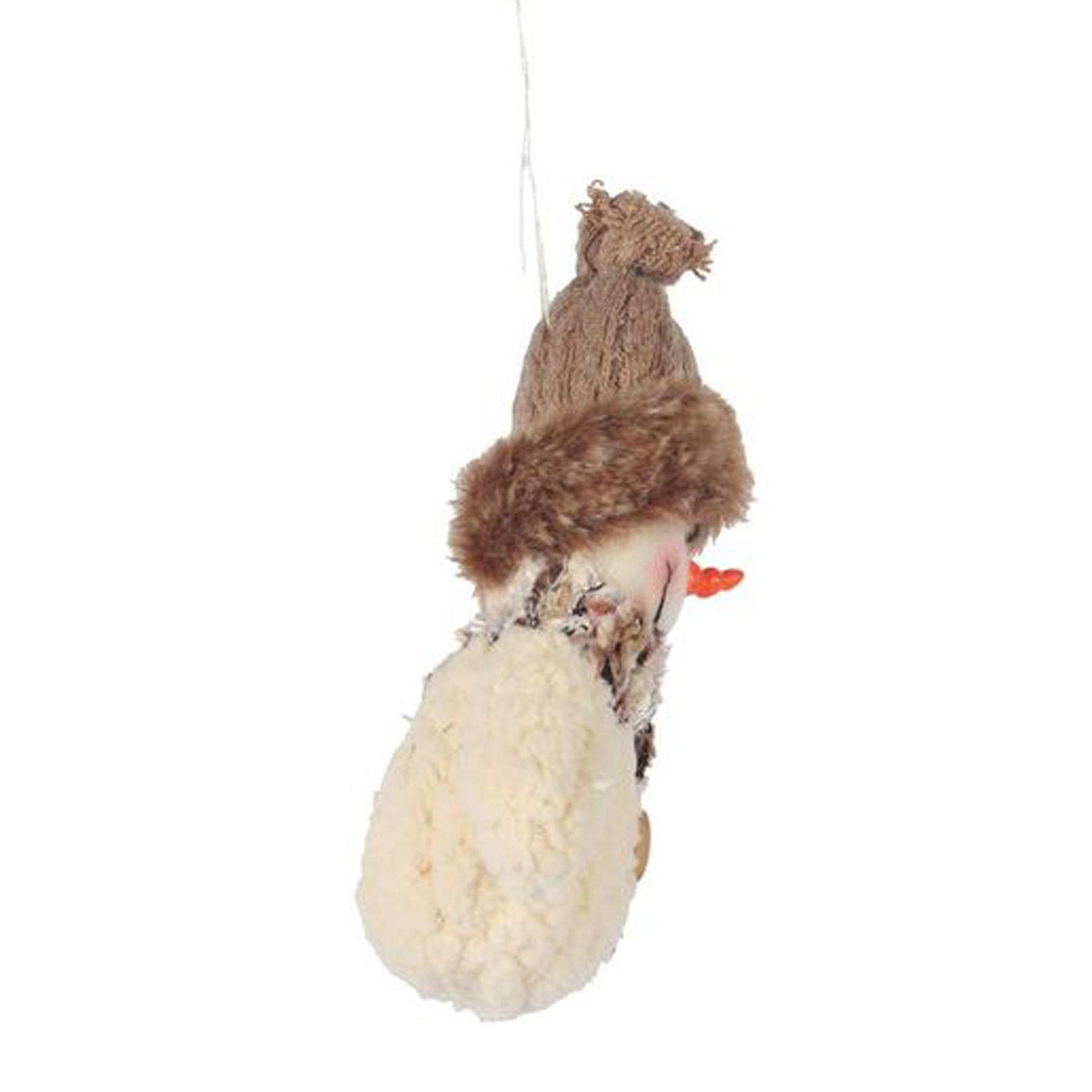 image437448543.jpg Plush Snowman Christmas Ornament Decoration Beige - 15cm Fluffy Scarf