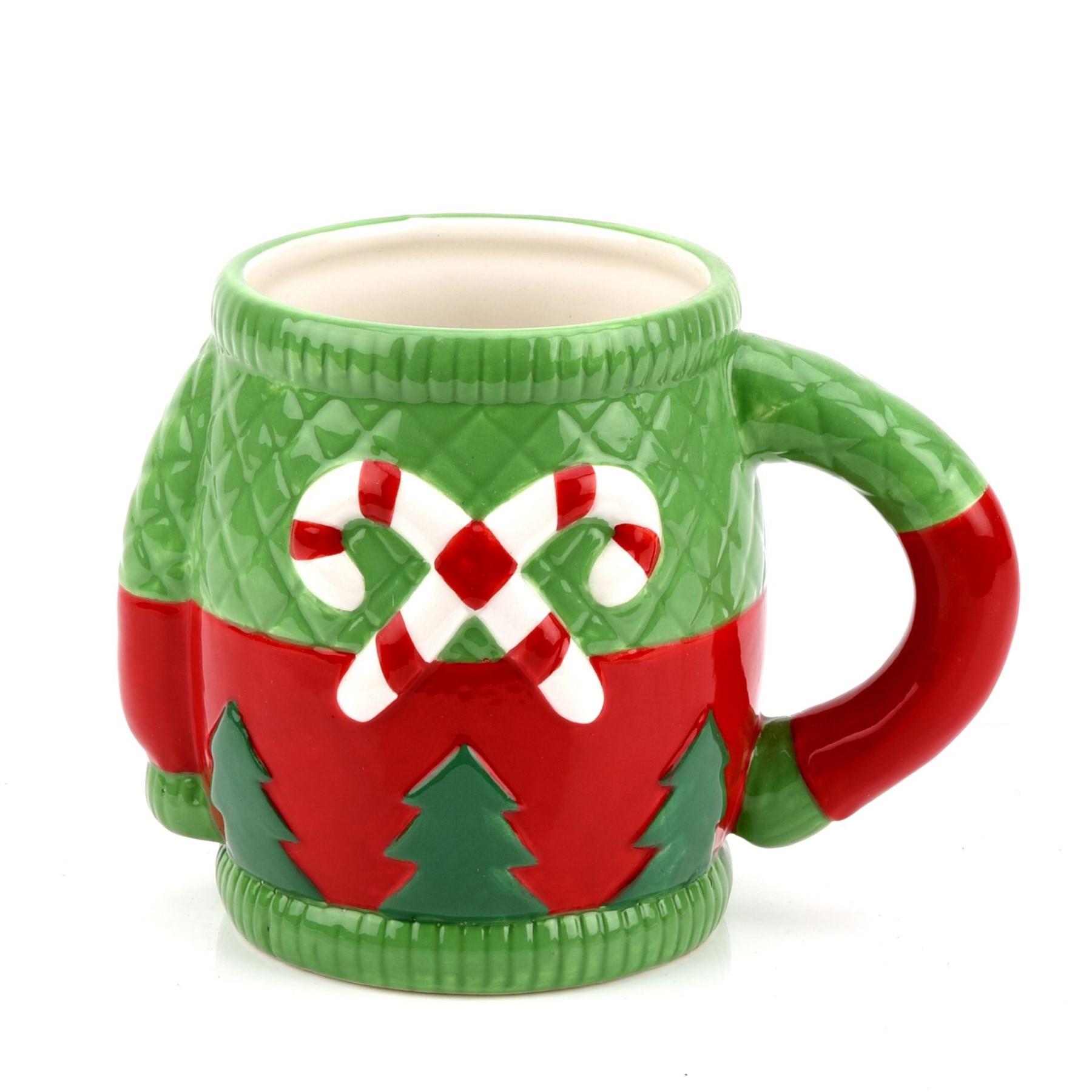 Christmas Mug Tea Coffee Hot Chocolate Novelty Ceramic Candy Cane Jumper Design
