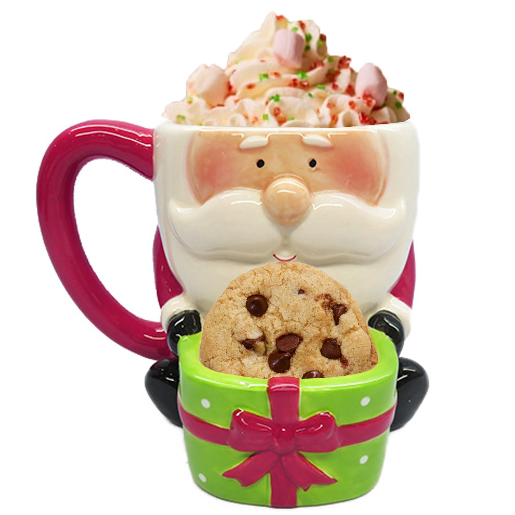Christmas Mug with Cookie Holder Novelty Santa Design