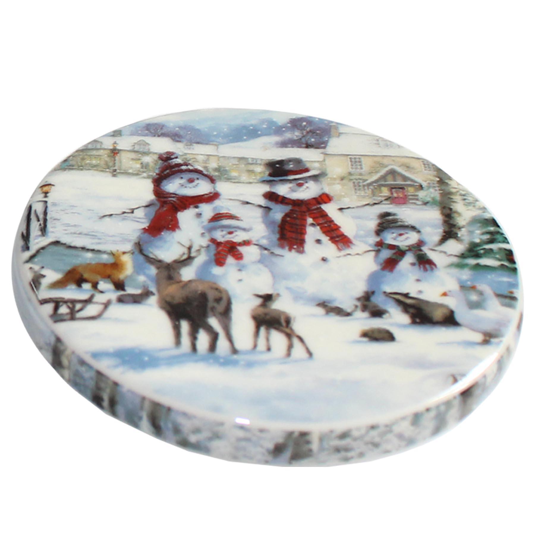 Christmas Mug Coaster and Spoon Set Fine China Tableware - Snowman Family