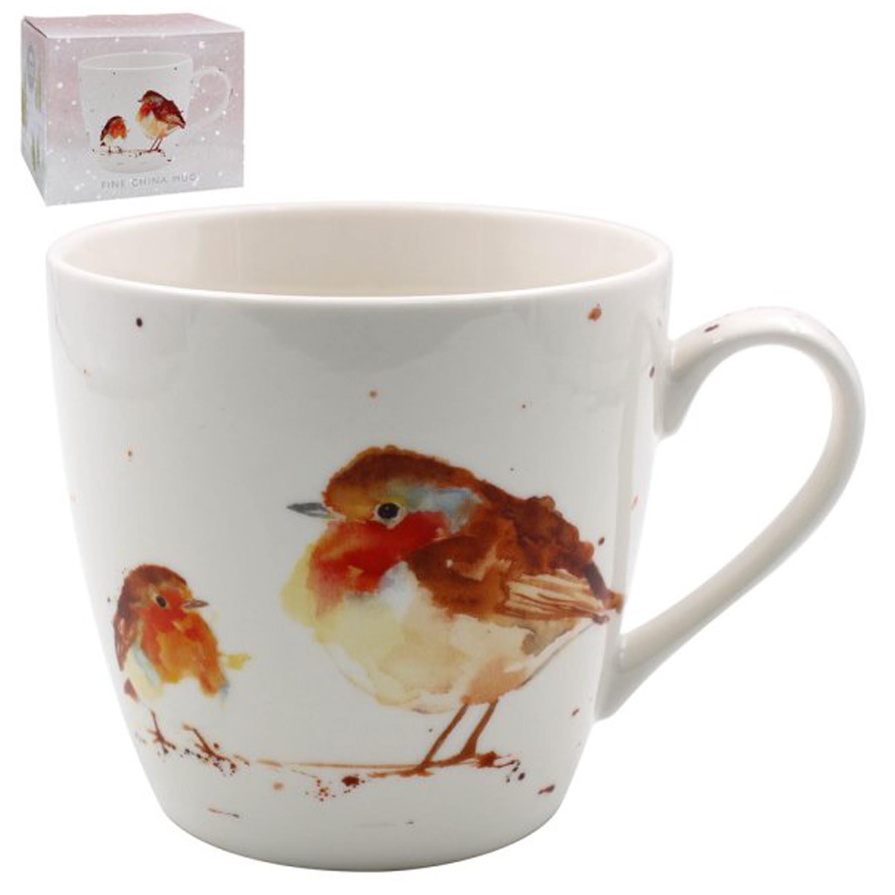 Christmas Breakfast Mug / Cup Fine China Tableware - Winter Robin LP52712