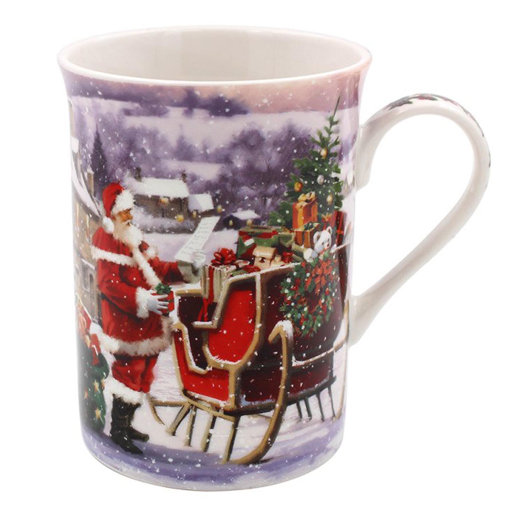 Christmas Mug Fine China Tableware Gift Boxed - Santa Sleigh