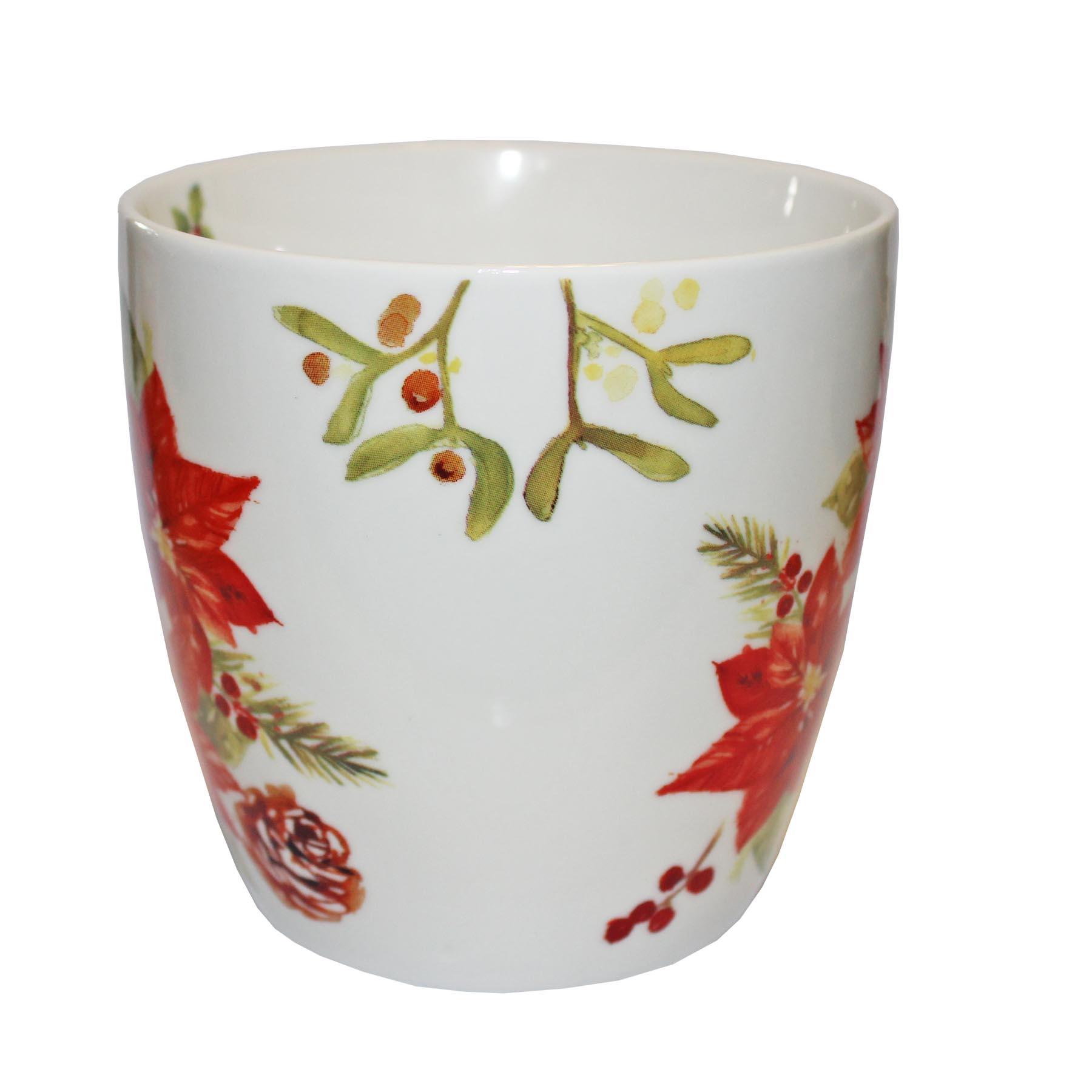 Christmas Breakfast Mug / Cup Fine China Tableware - Poinsettia