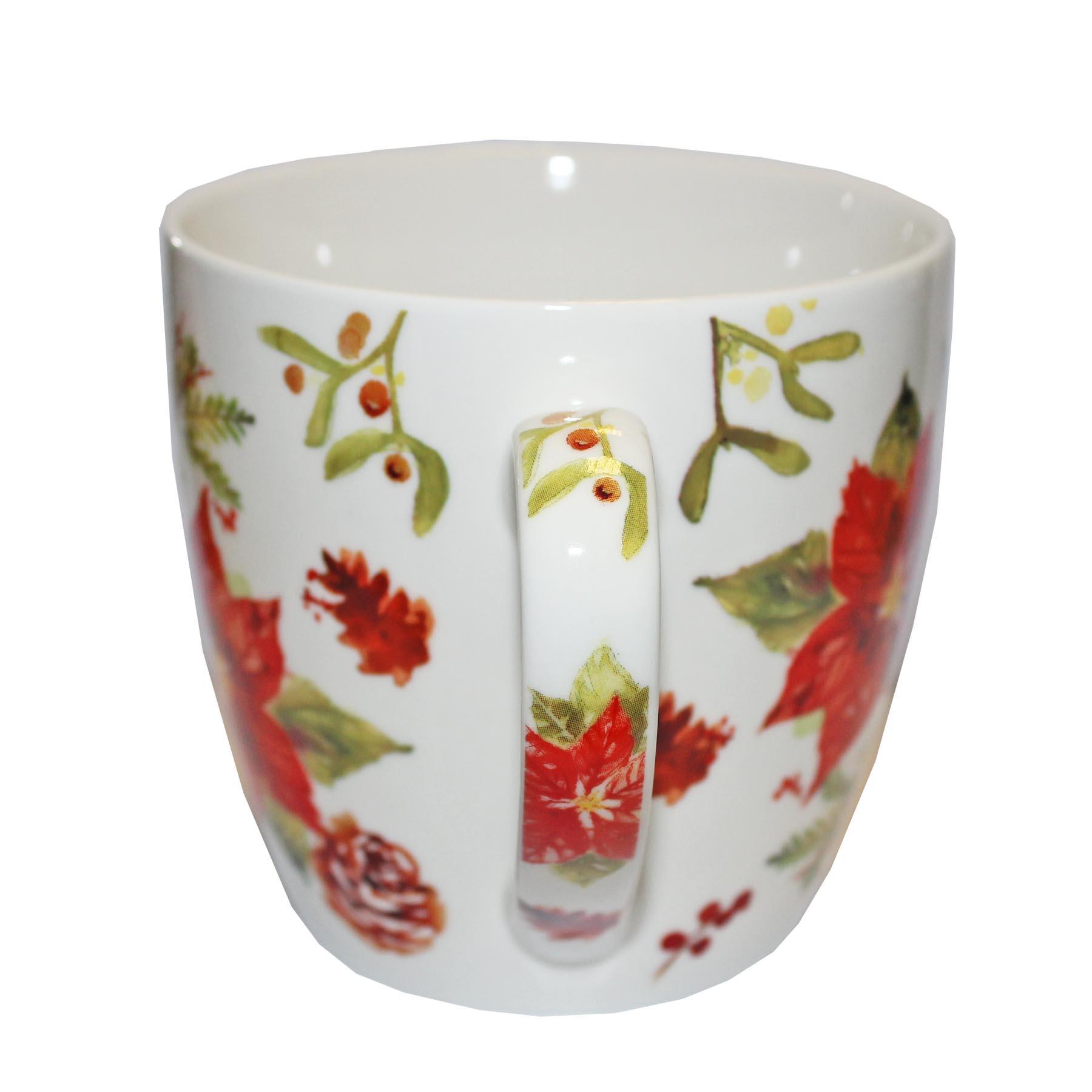 Christmas Breakfast Mug / Cup Fine China Tableware - Poinsettia