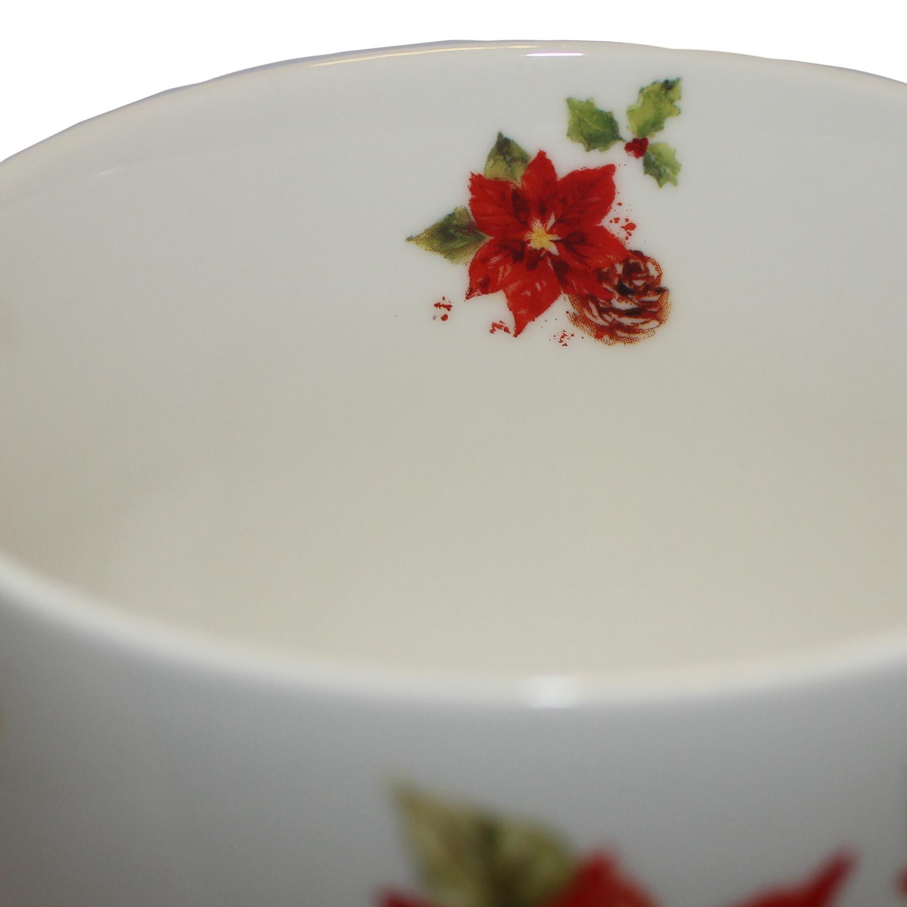 Christmas Breakfast Mug / Cup Fine China Tableware - Poinsettia