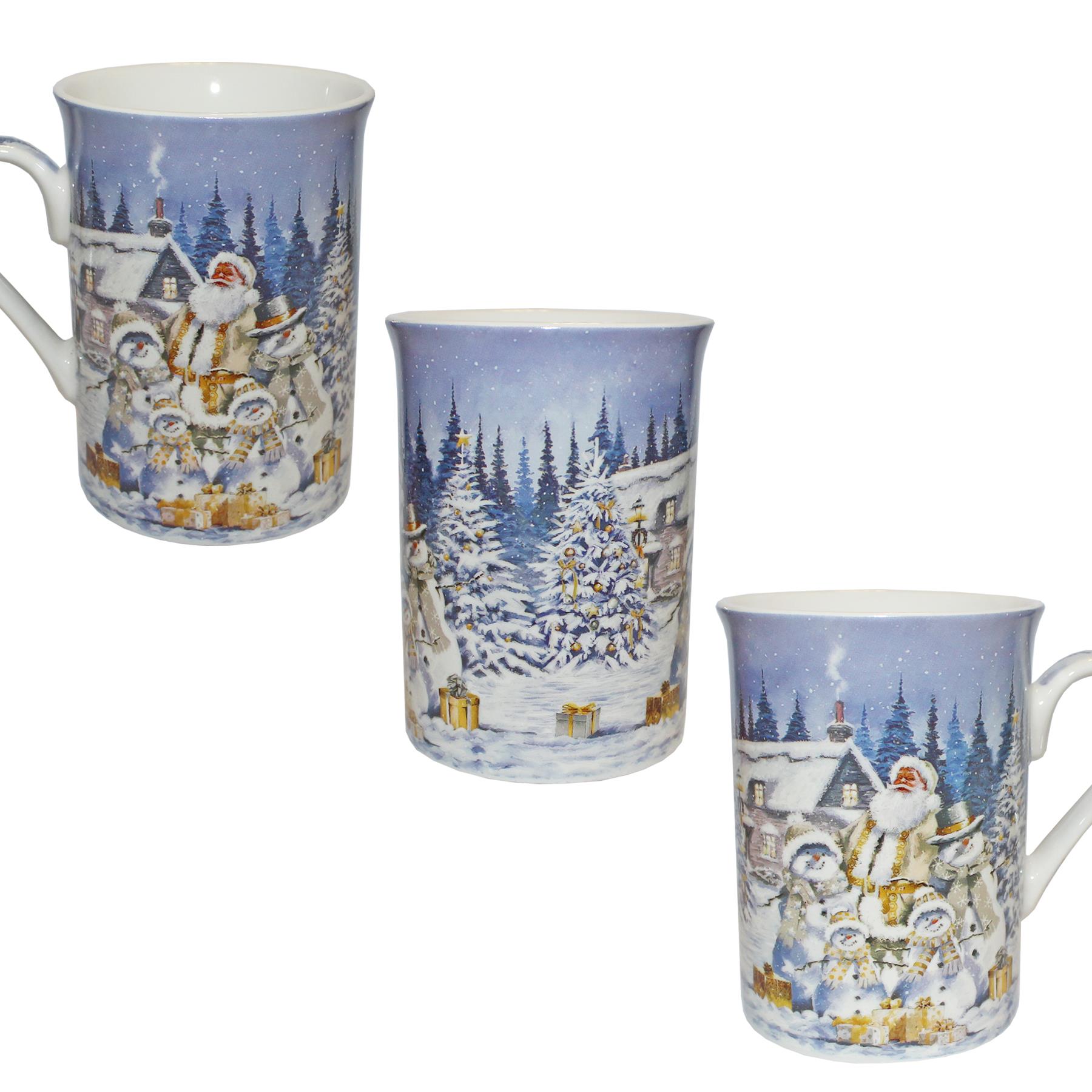 Christmas Mug Fine China Tableware Gift Boxed - Santa and Snowman