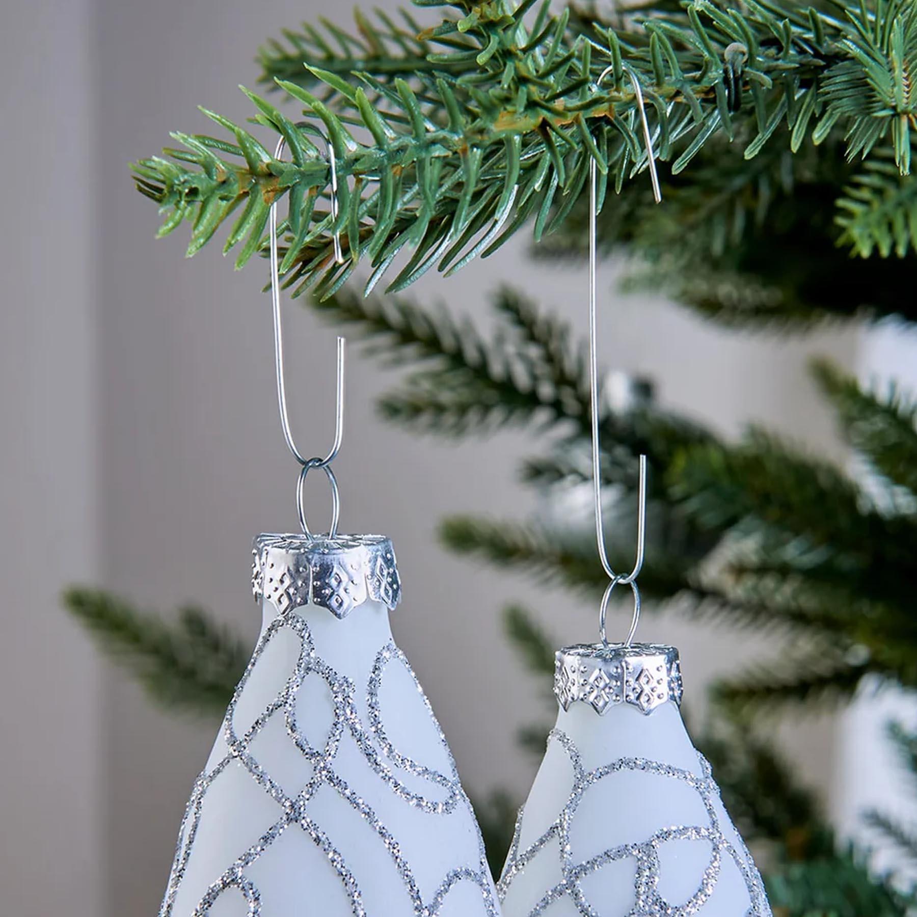 Christmas Tree Hooks 200 Multi-Purpose for Ornaments Baubles Decorations Silver