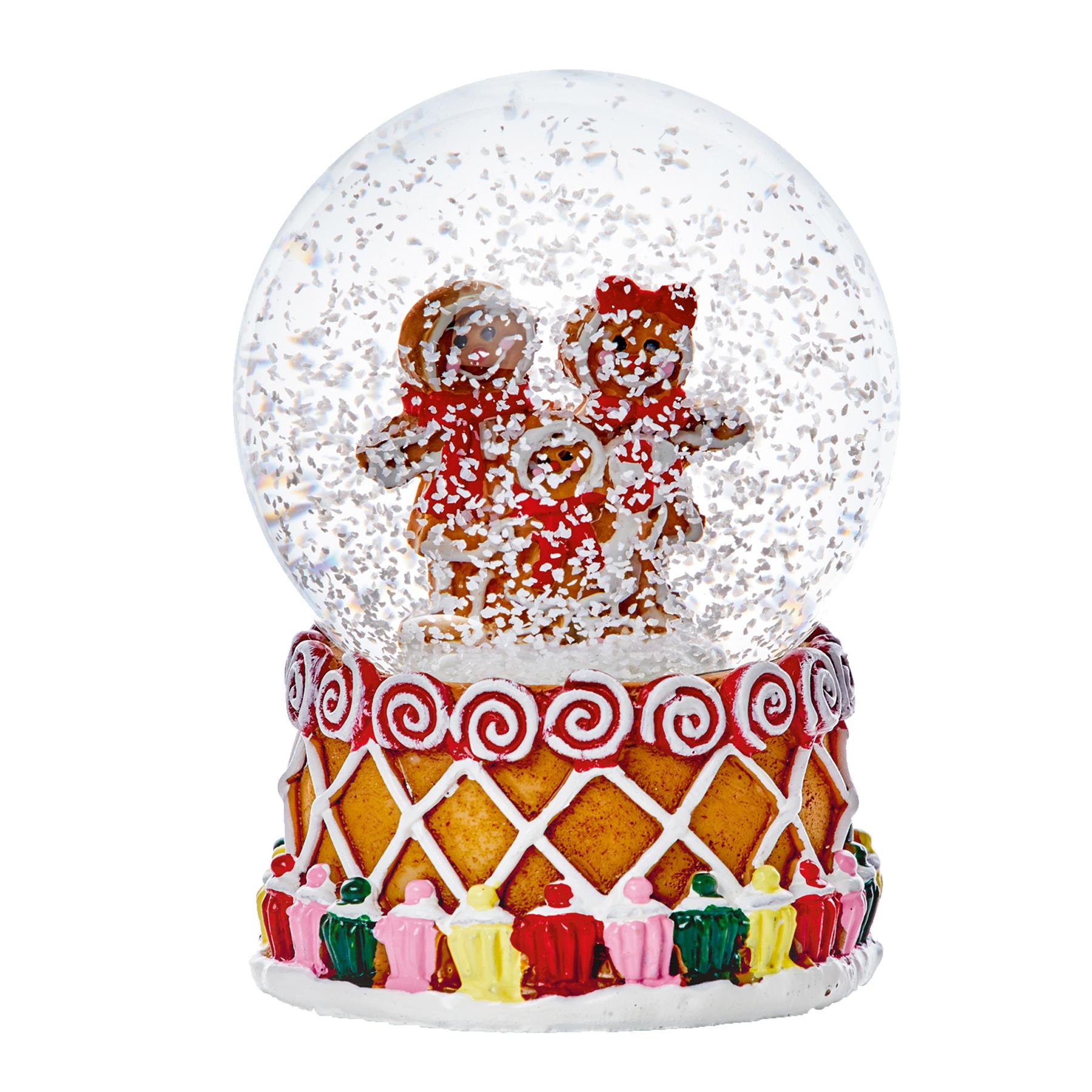 Christmas Snow Globe Colourful Base Mini 45mm Waterball - Gingerbread Family