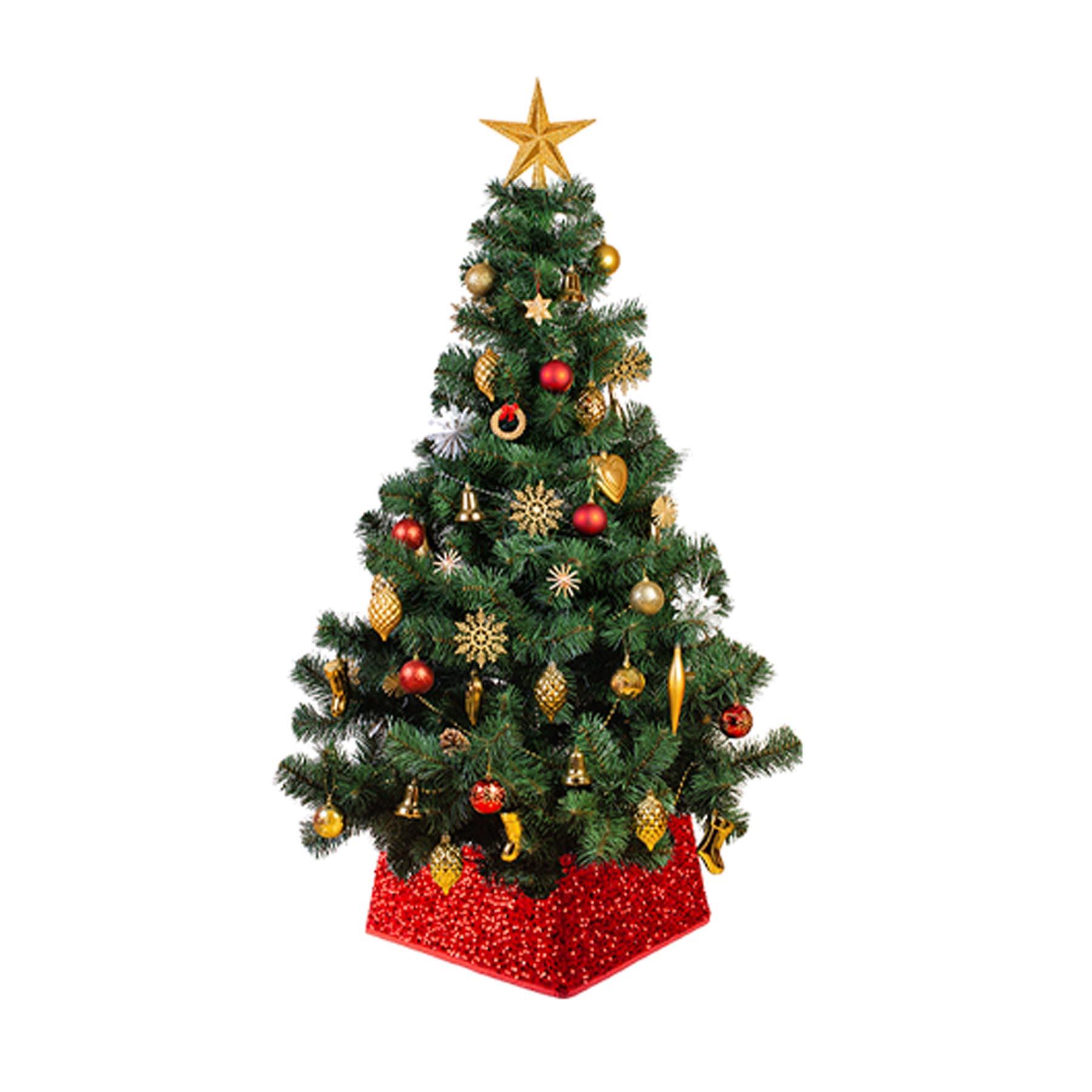 Christmas Box Style Sequin Tree Skirt Foldable - Red
