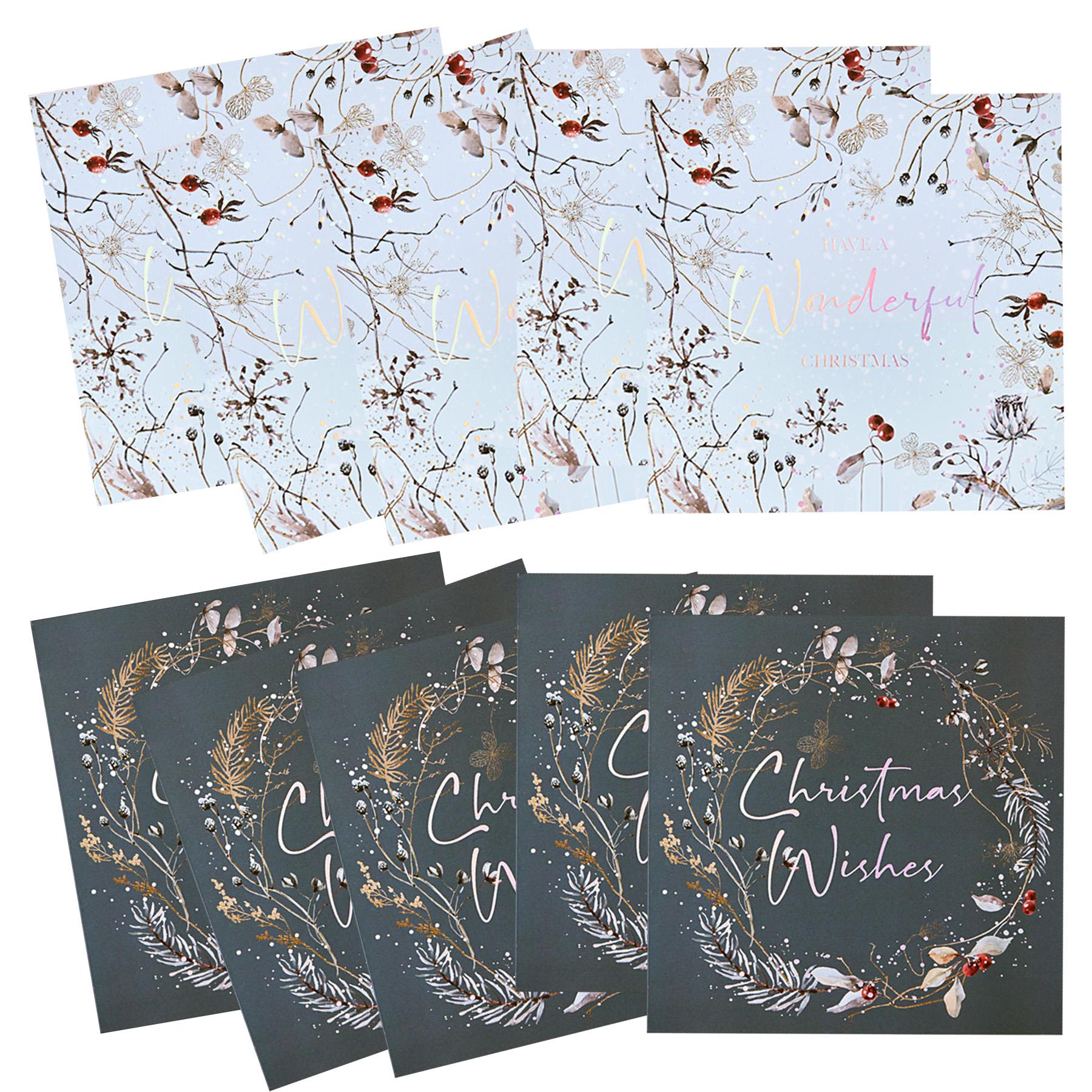 Christmas Card 10 Pack Luxury Cards with Foil Detail - Winter Wonderland