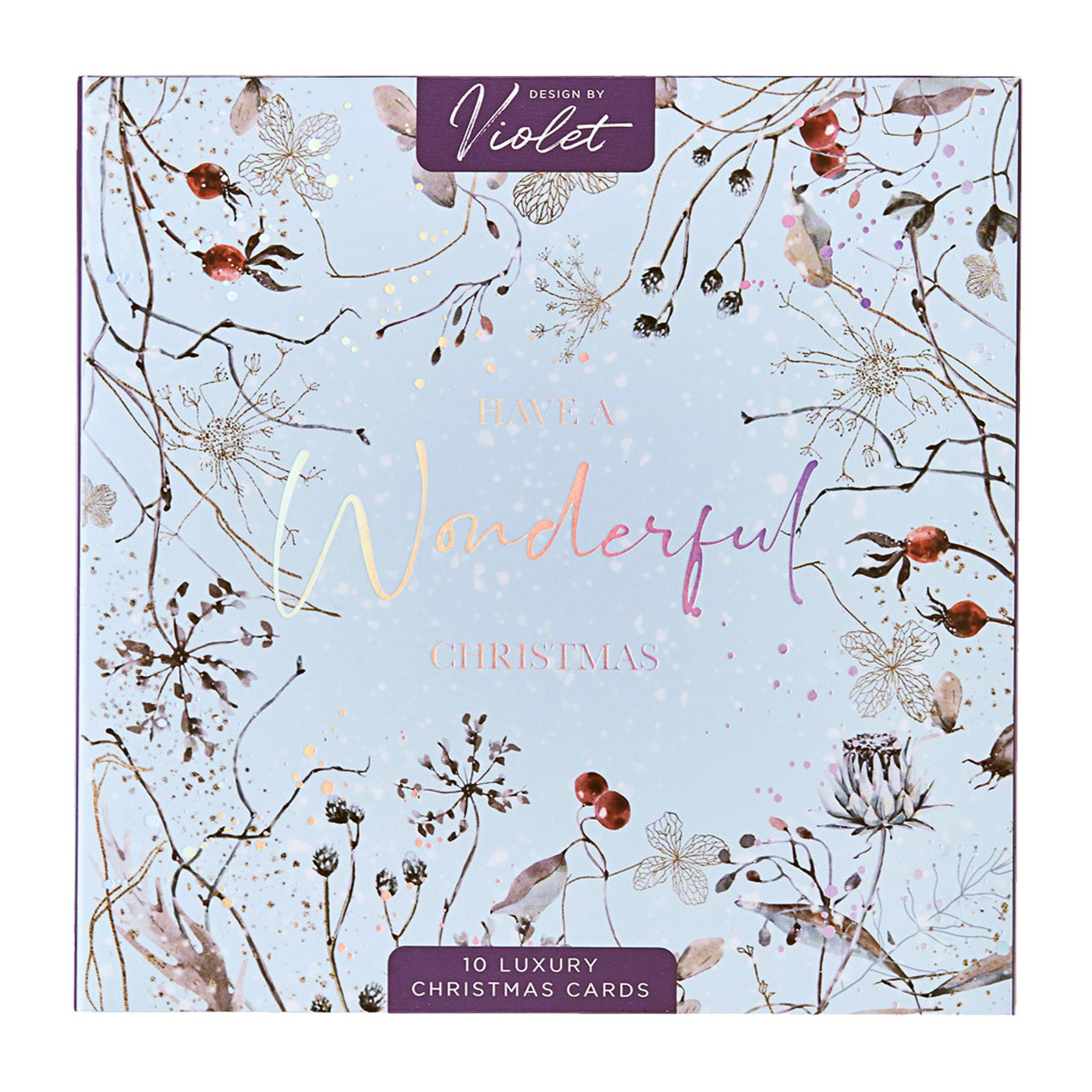 Christmas Card 10 Pack Luxury Cards with Foil Detail - Winter Wonderland