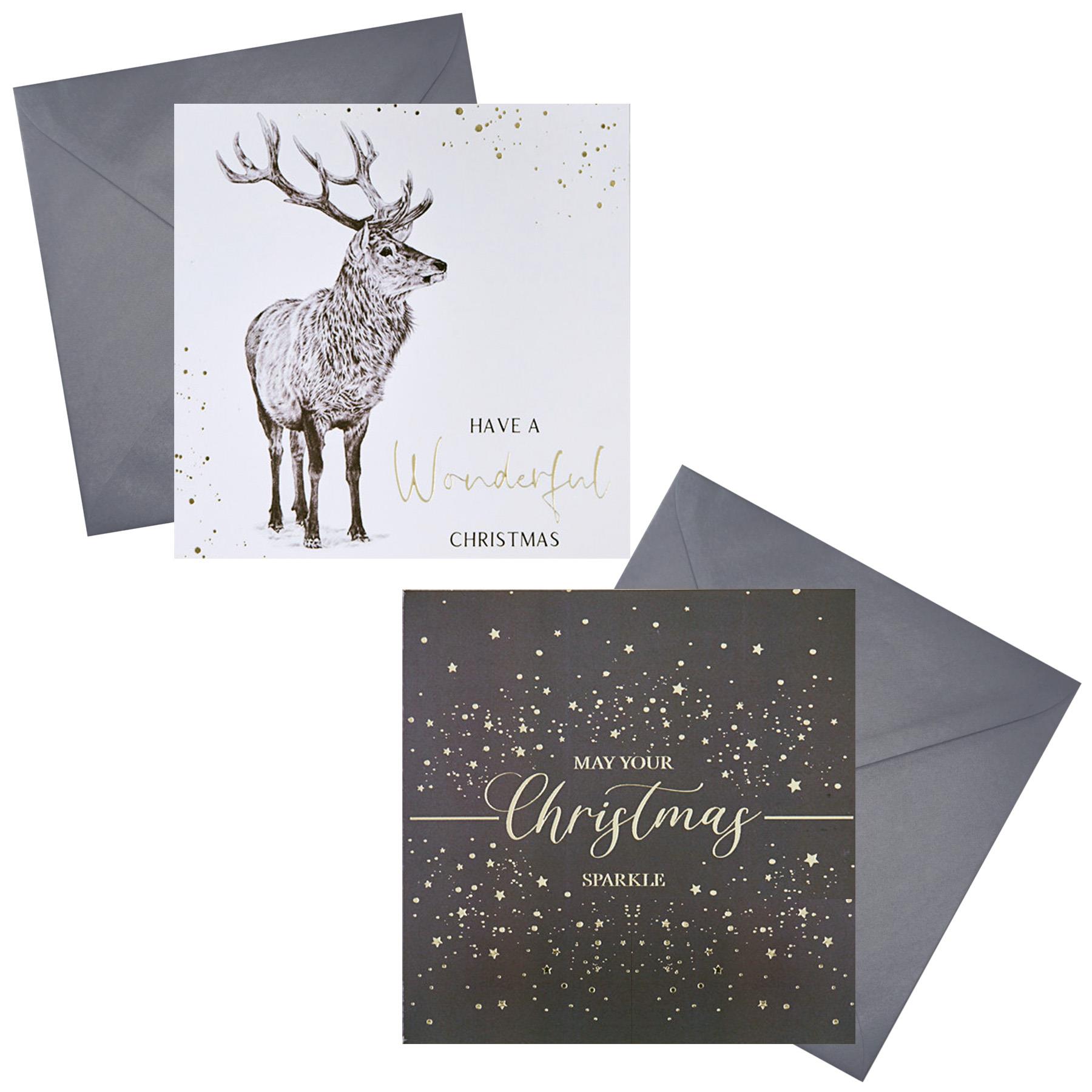 Christmas Card 10 Pack Luxury Cards with Foil Detail - Christmas Sparkle