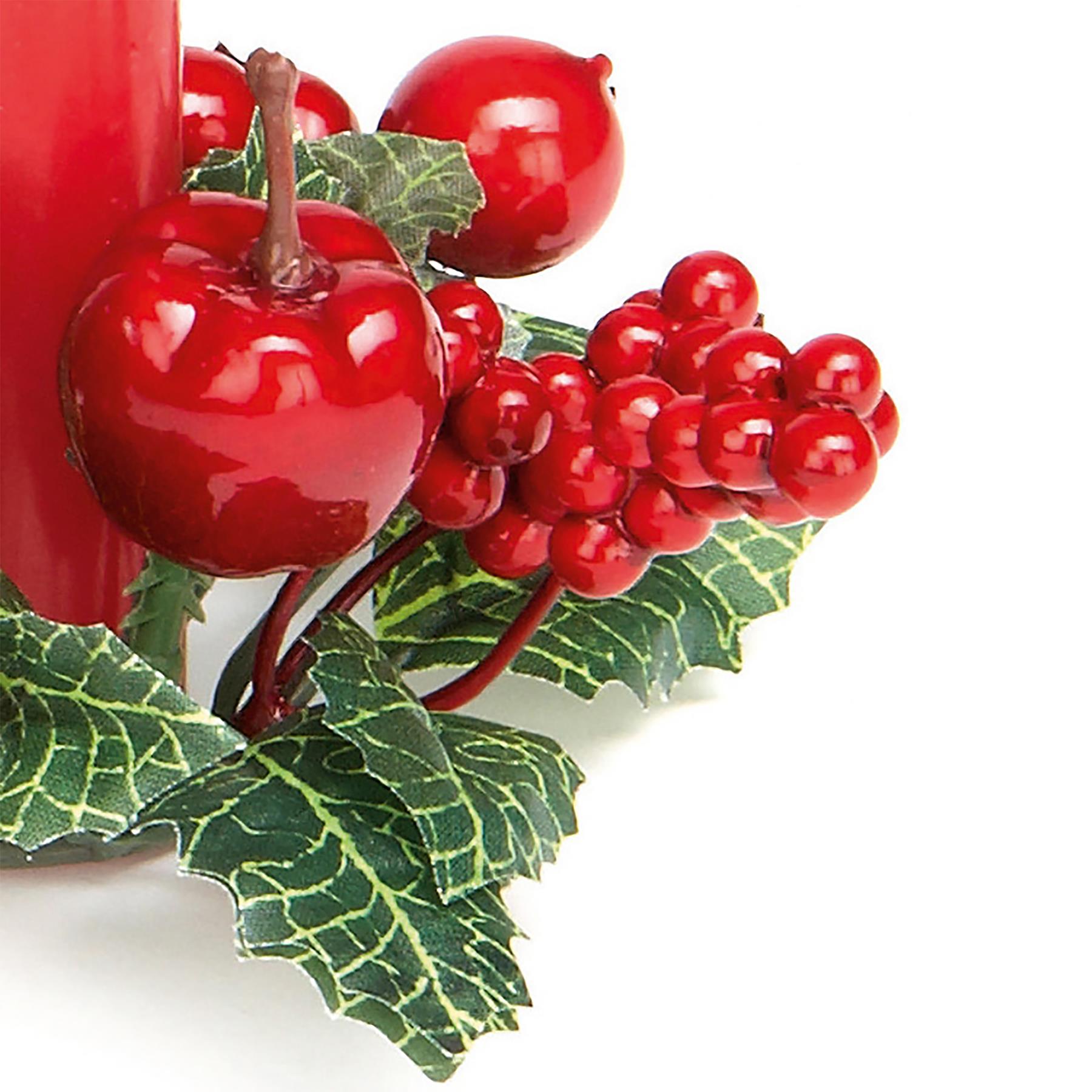 Artificial Wreath Candle Ring Christmas Table Decoration 14cm - Apple and Berries