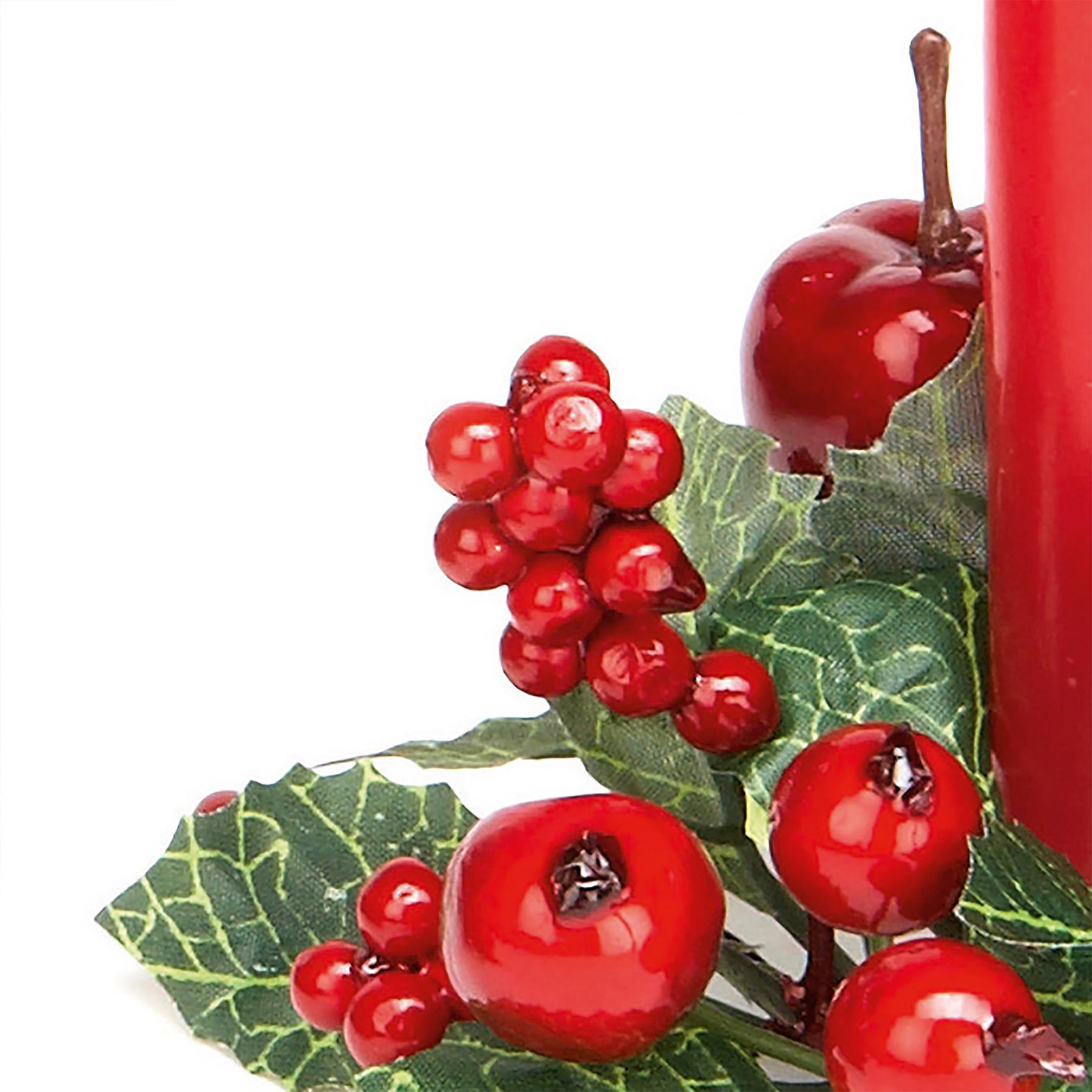 Artificial Wreath Candle Ring Christmas Table Decoration 14cm - Apple and Berries