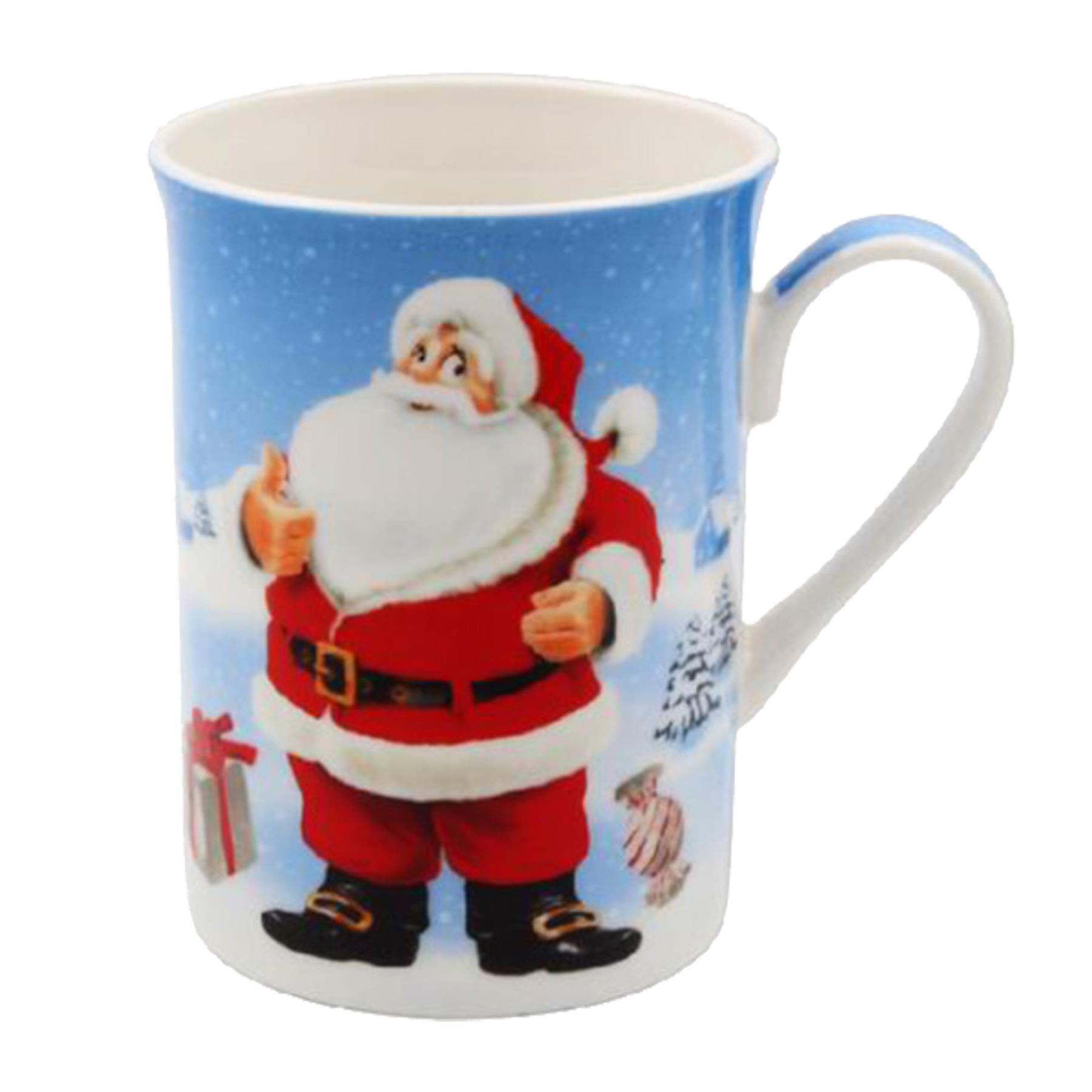 Christmas Fine China Mug Festive Tableware - Santa Thumbs up