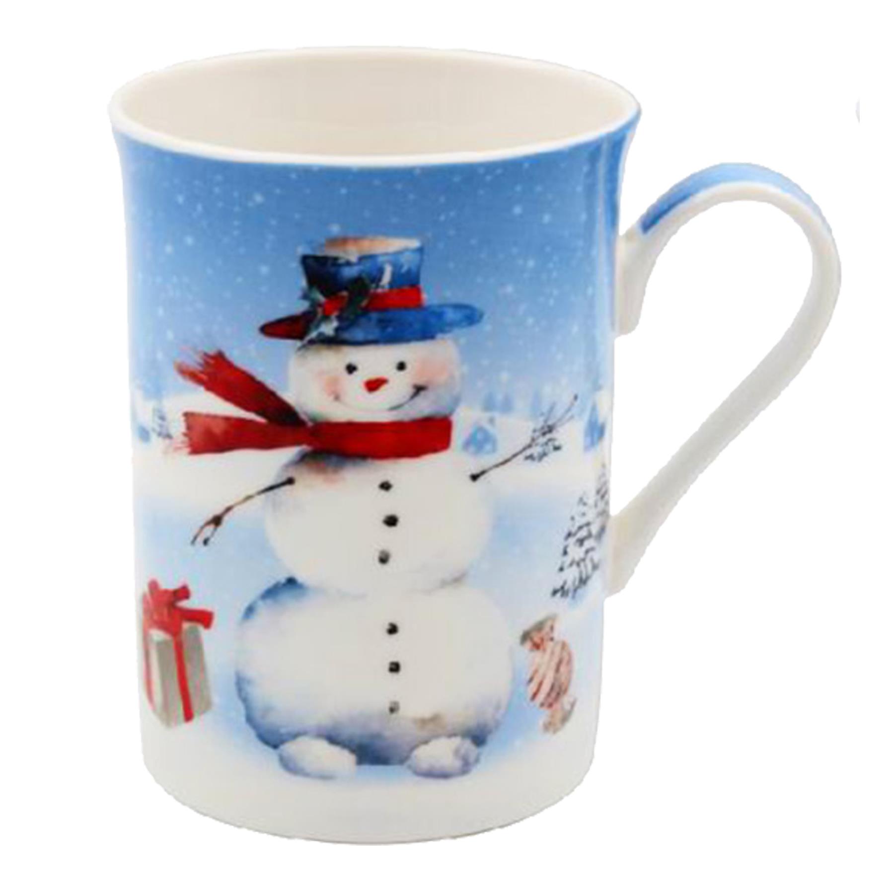 Christmas Fine China Mug Festive Tableware - Snowman in Top Hat