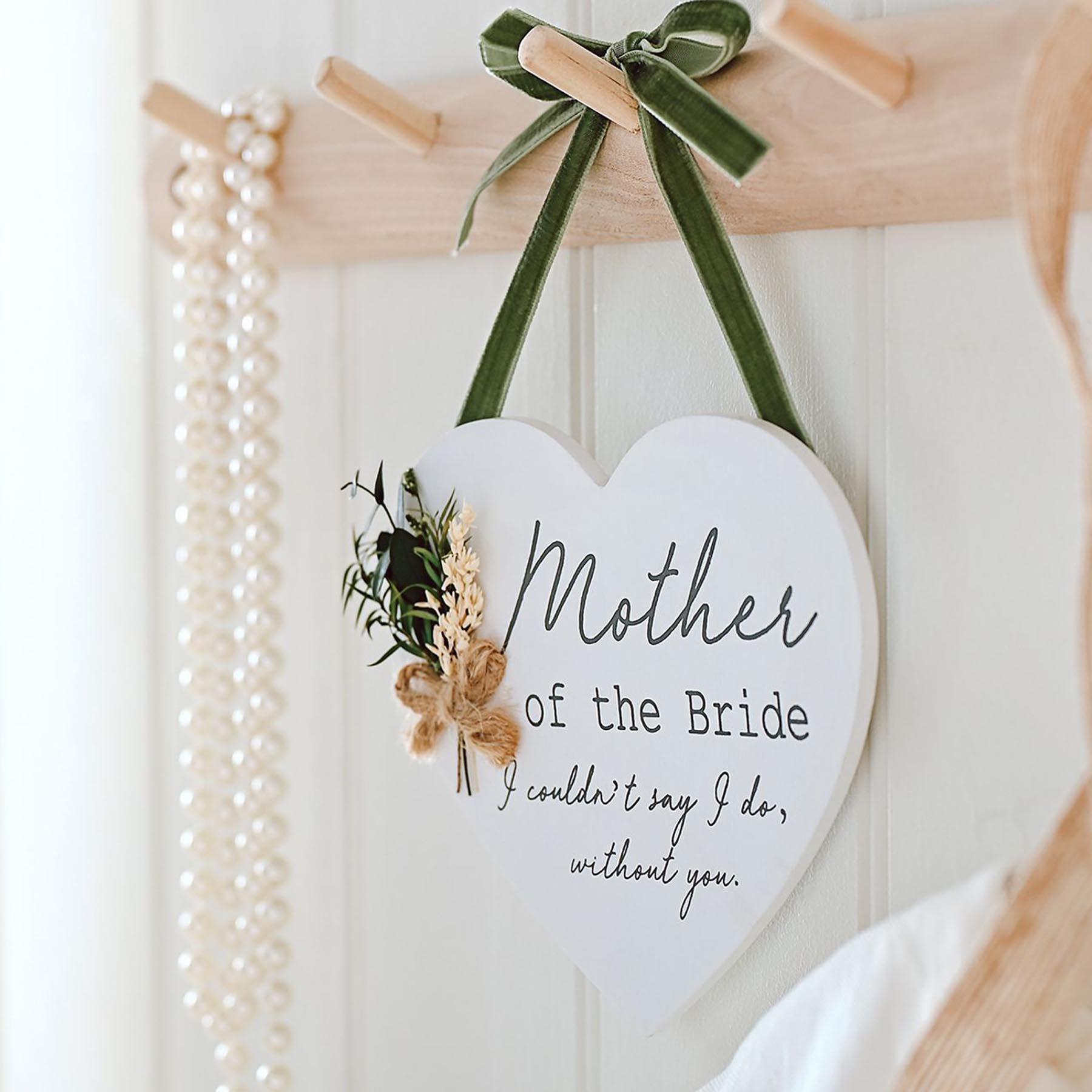 Wedding Mother of the Bride Hanging Heart Plaque with Flowers