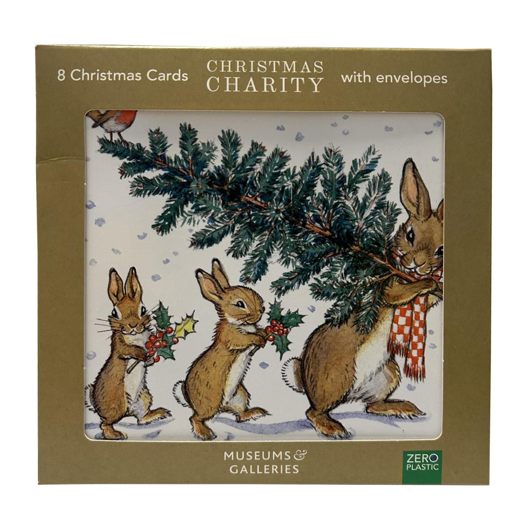 Box of 8 Charity Christmas Cards 100% Recyclable - Bringing Home the Tree