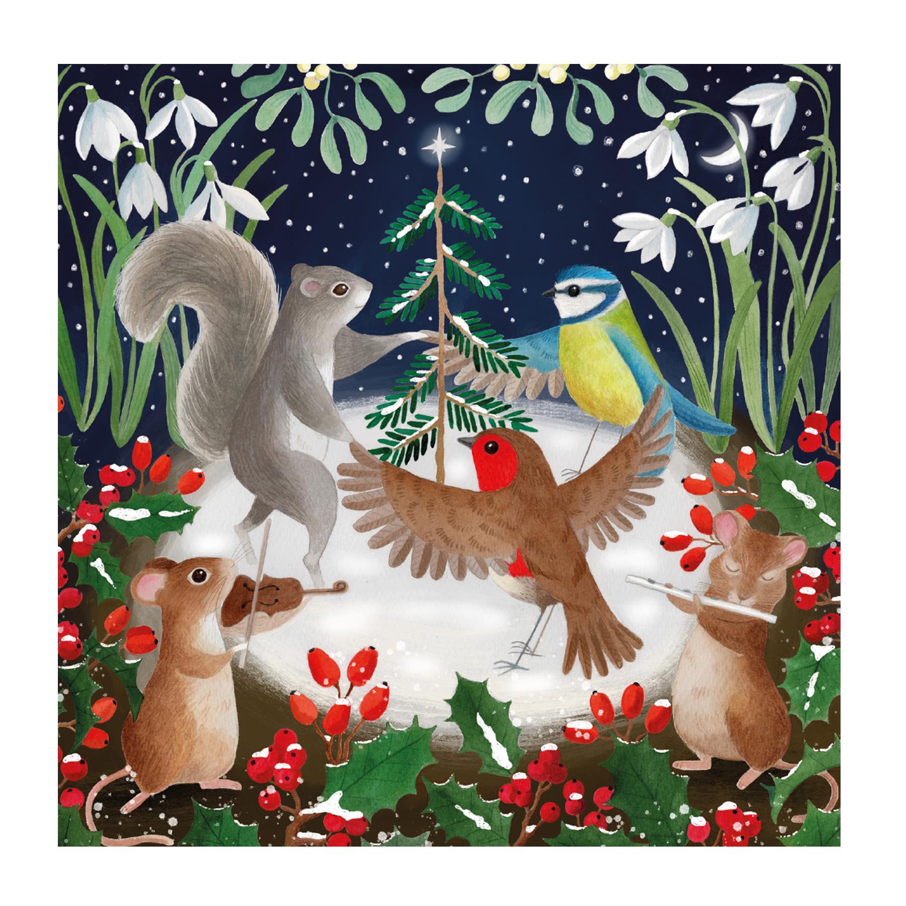 Box of 8 Charity Christmas Cards 100% Recyclable - Dancing Around the Tree