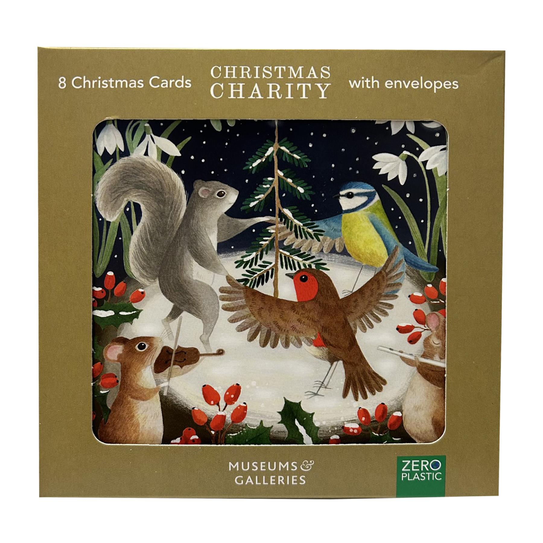 Box of 8 Charity Christmas Cards 100% Recyclable - Dancing Around the Tree