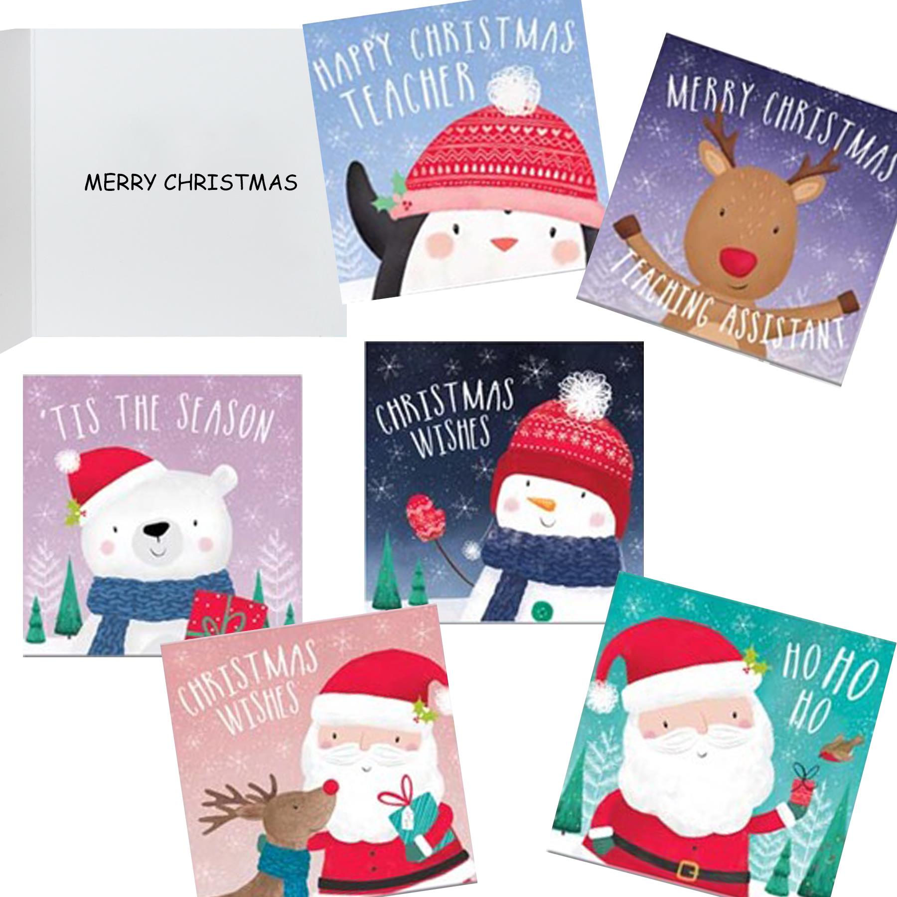 Christmas School Cards Pack of 30 Kids and Teacher - Santa / Friends XC0002