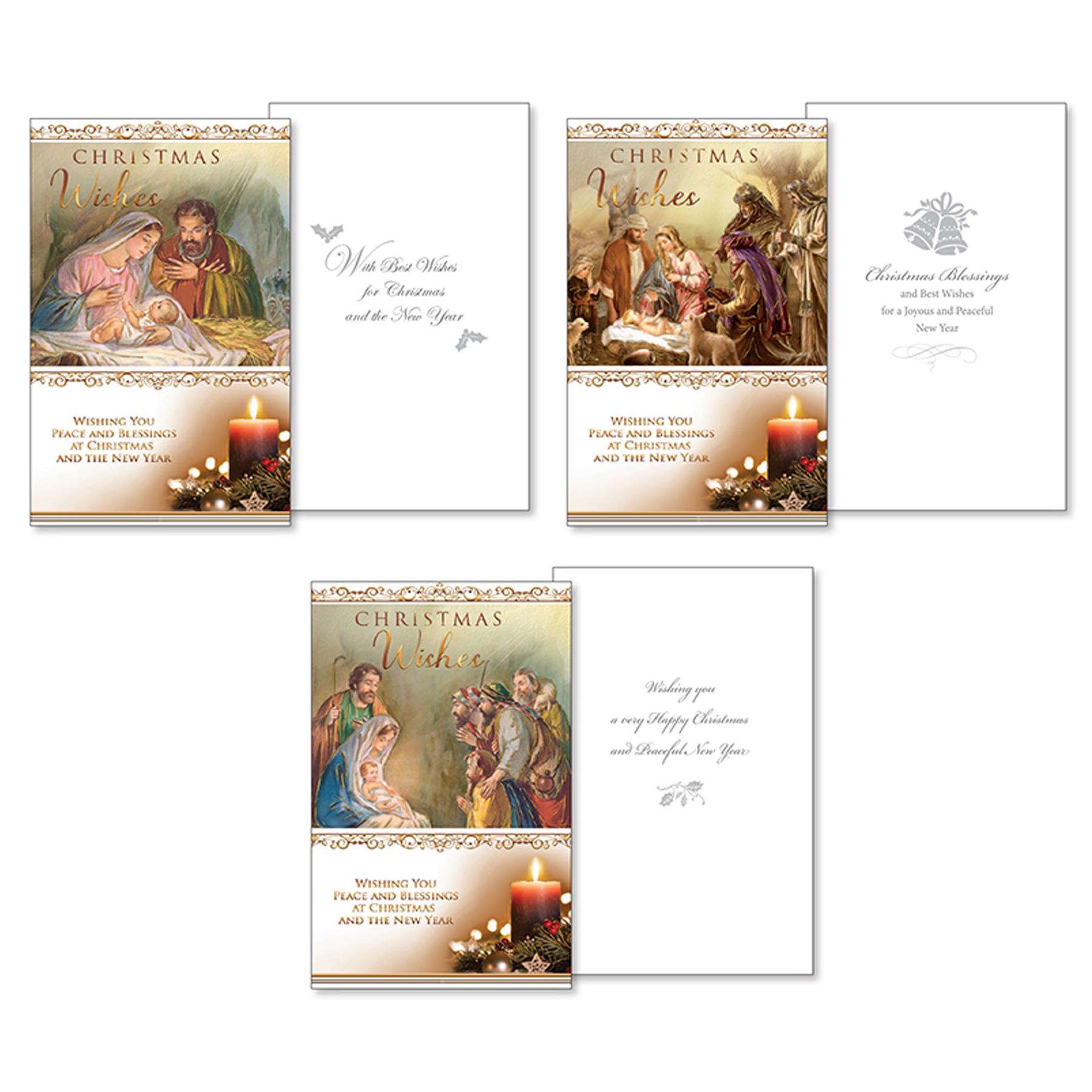 Pack of 10 Religious Christmas Cards with Envelopes - Nativity 97115