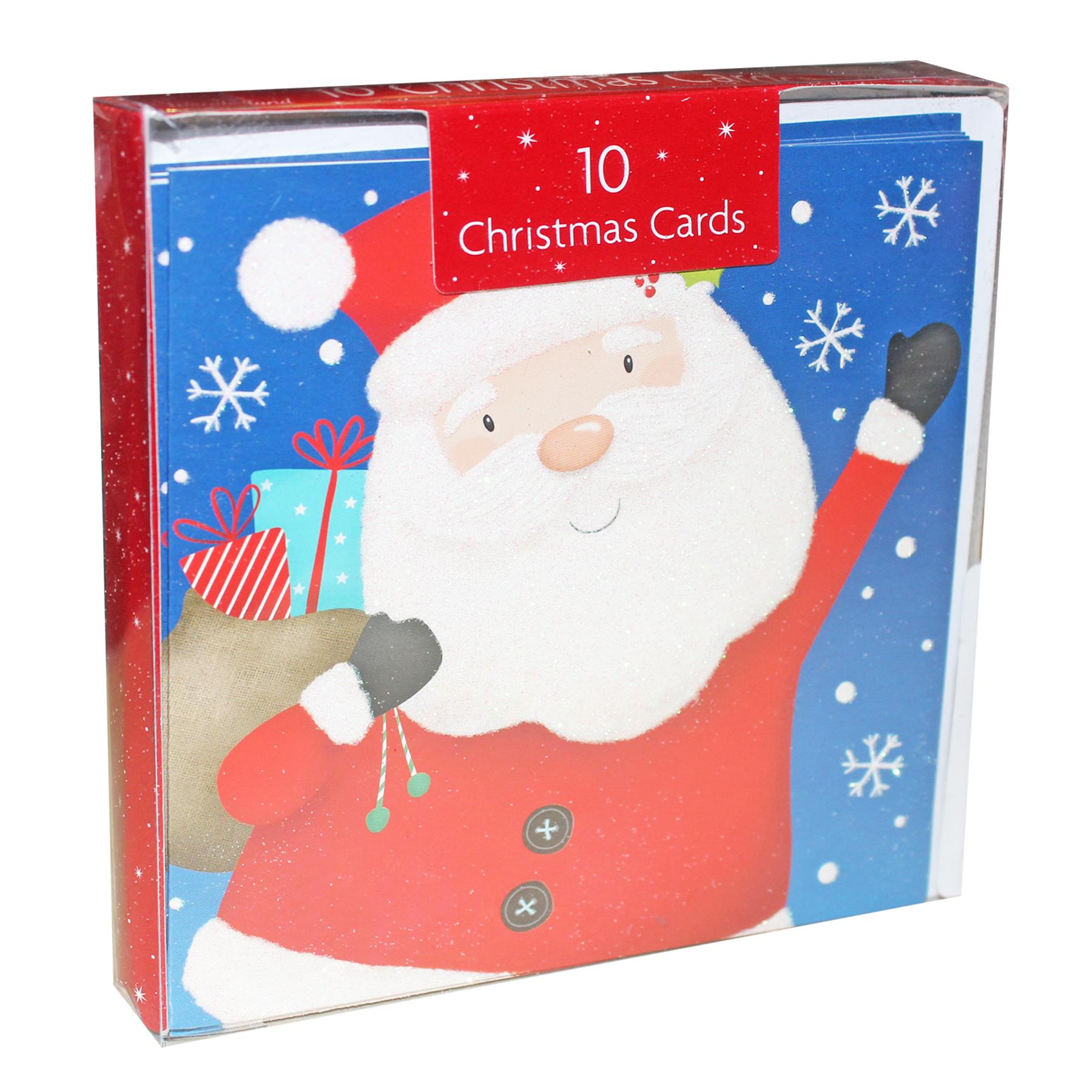 image441093897.jpg Pack of 10 Christmas Cards with Glitter Detail - 8486 Santa